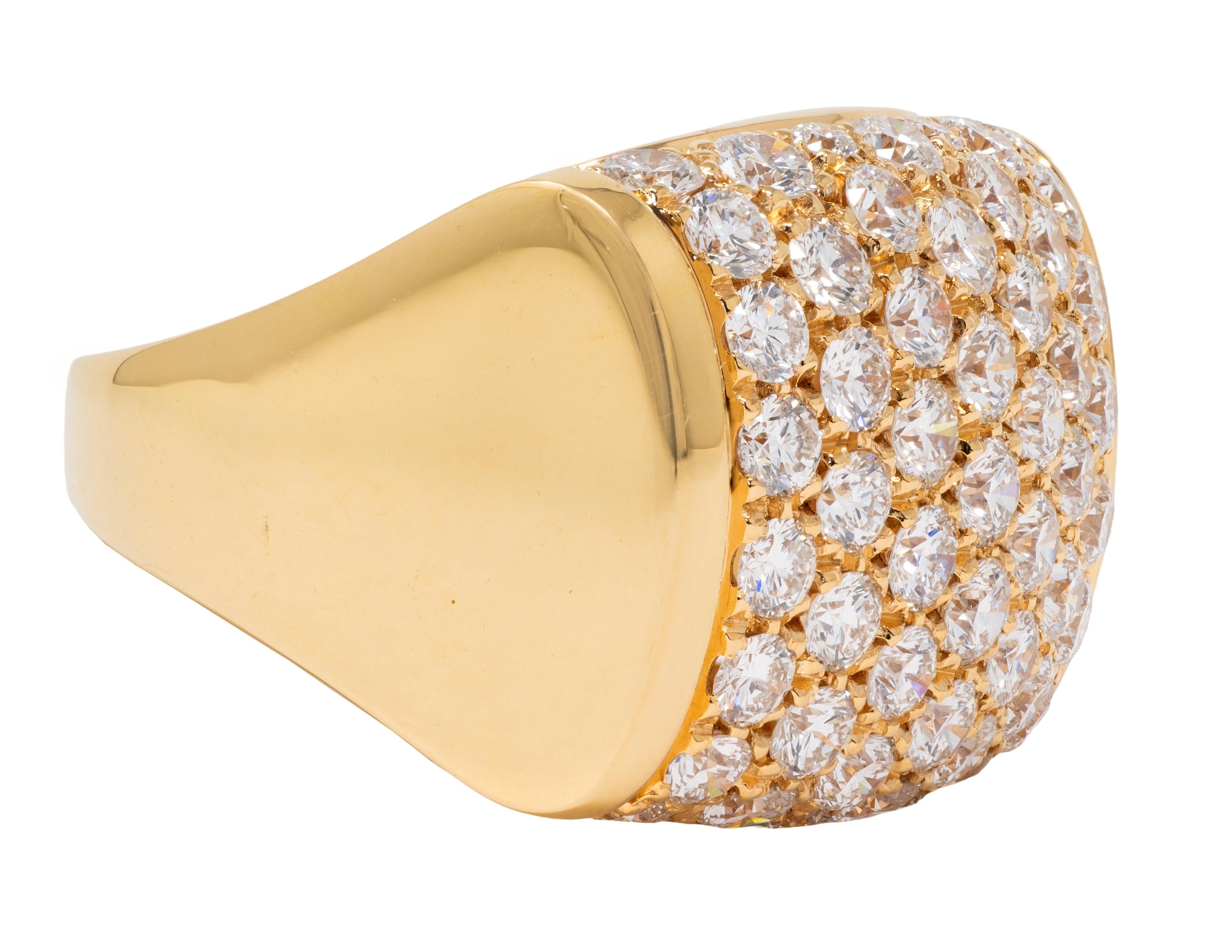 Bulgari 1990's Diamond 18 Karat Yellow Gold Vintage Tronchetto Cluster Ring