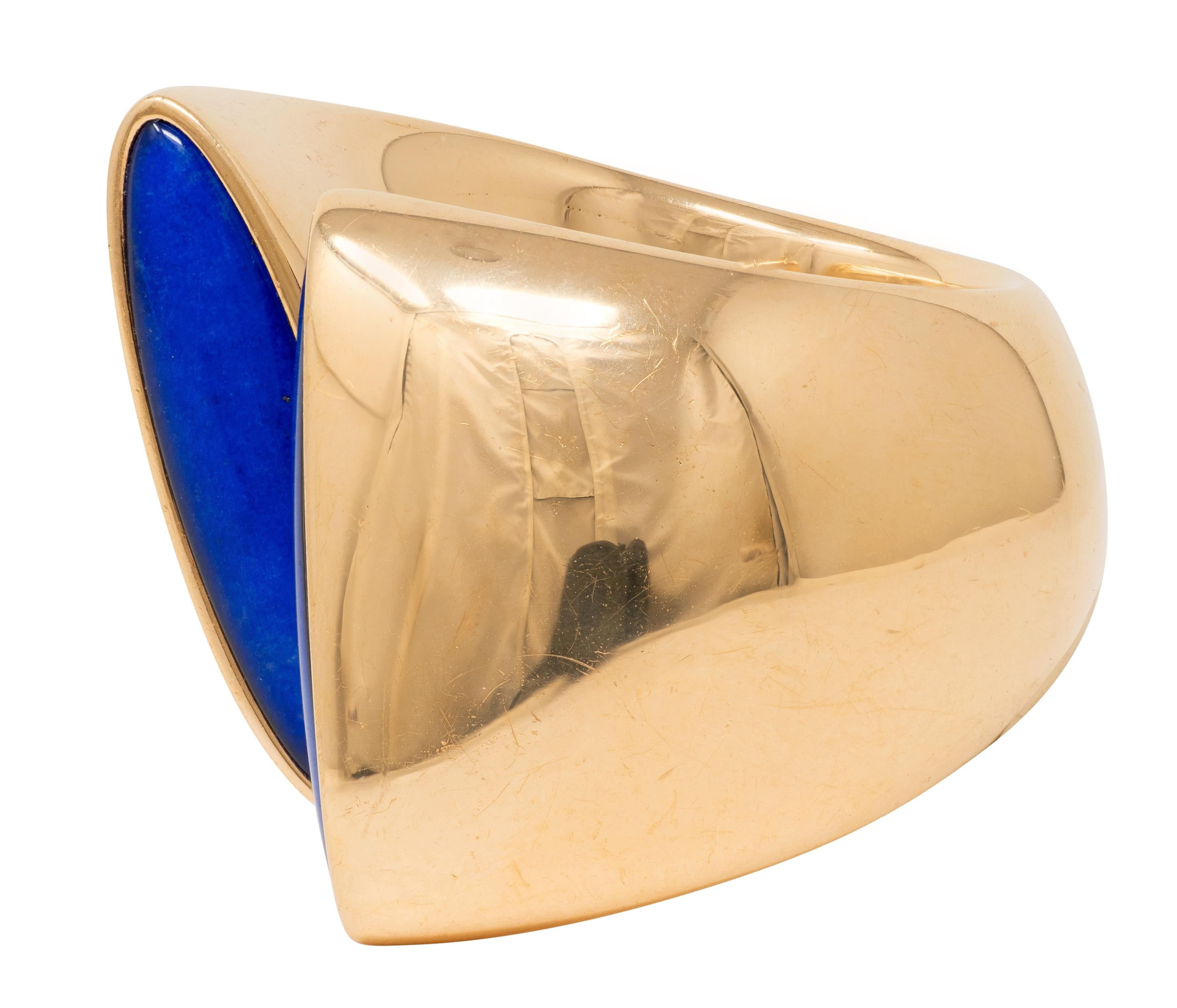 Vhernier 2000's Lapis Lazuli 18 Karat Yellow Gold Eclisse Bypass Ring