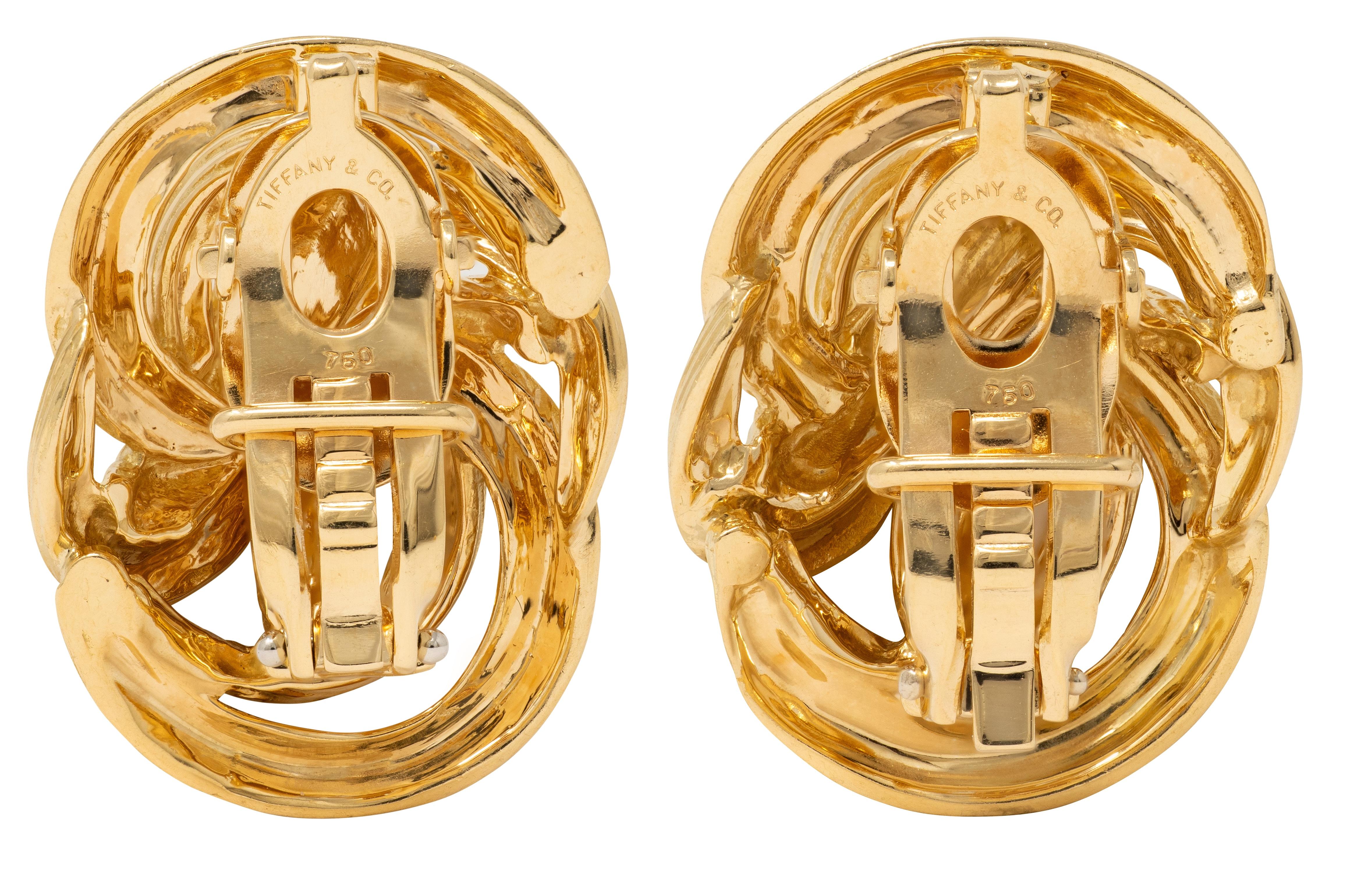 Tiffany & Co. 1960's 18 Karat Yellow Gold Vintage Knot Ear-Clip Earrings