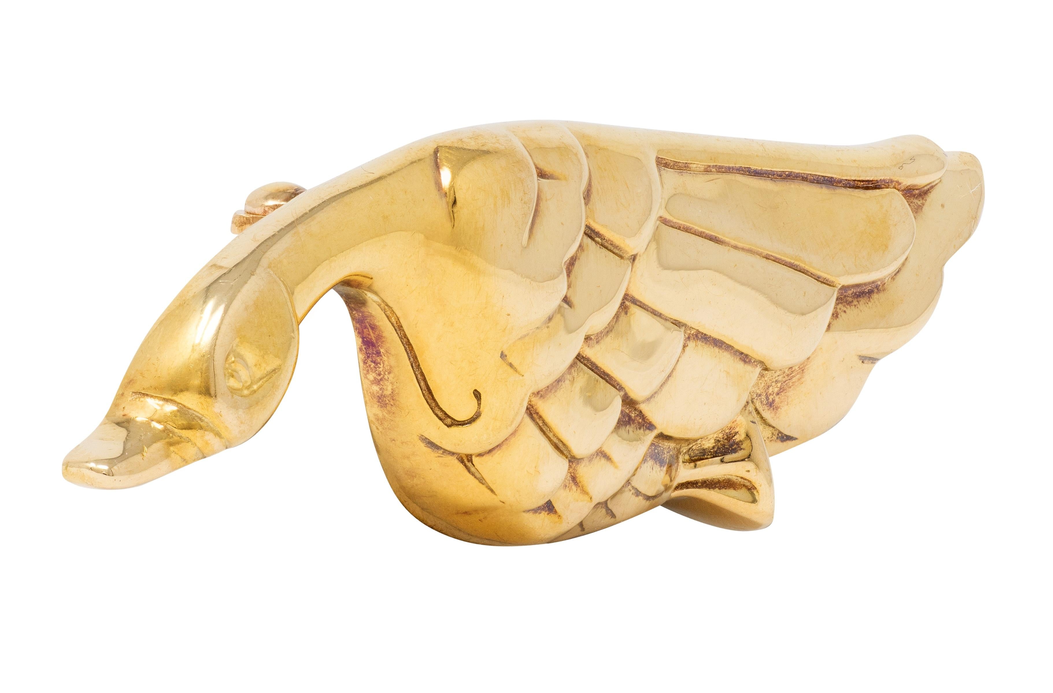 Tiffany & Co. 1983 18 Karat Yellow Gold Vintage Goose Bird Brooch