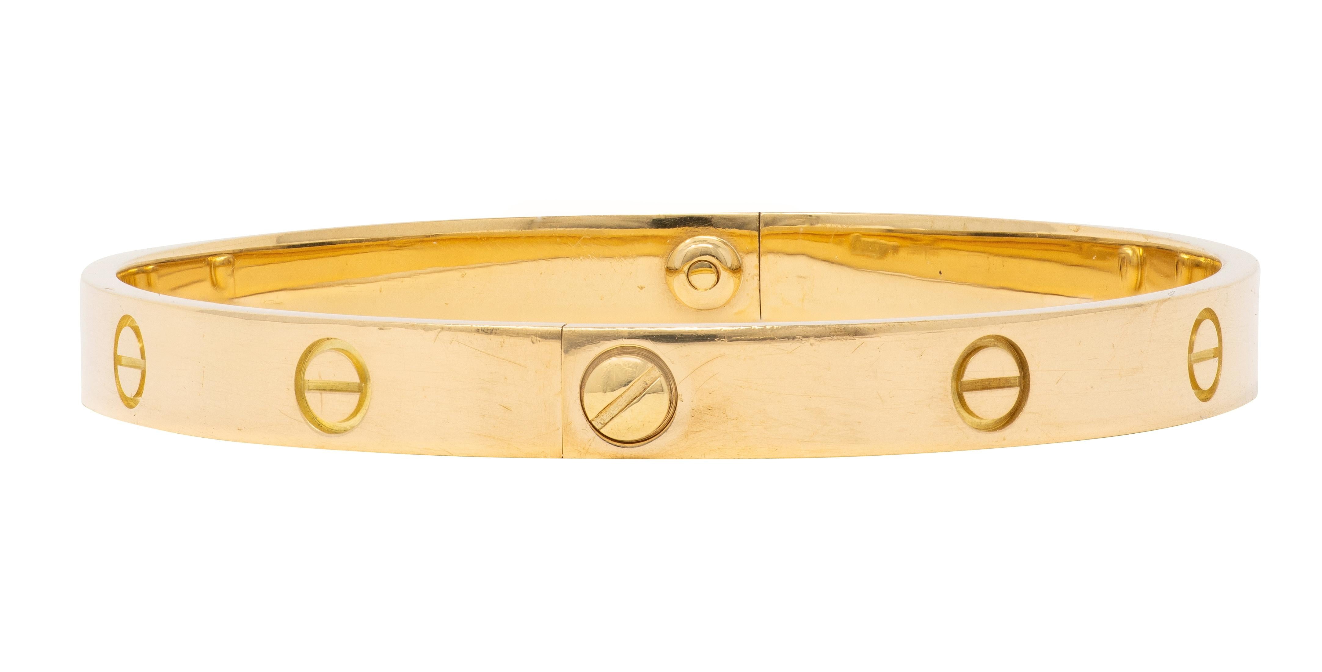 Cartier 1990's 18 Karat Yellow Gold Vintage Love Bangle Size 20 Bracelet