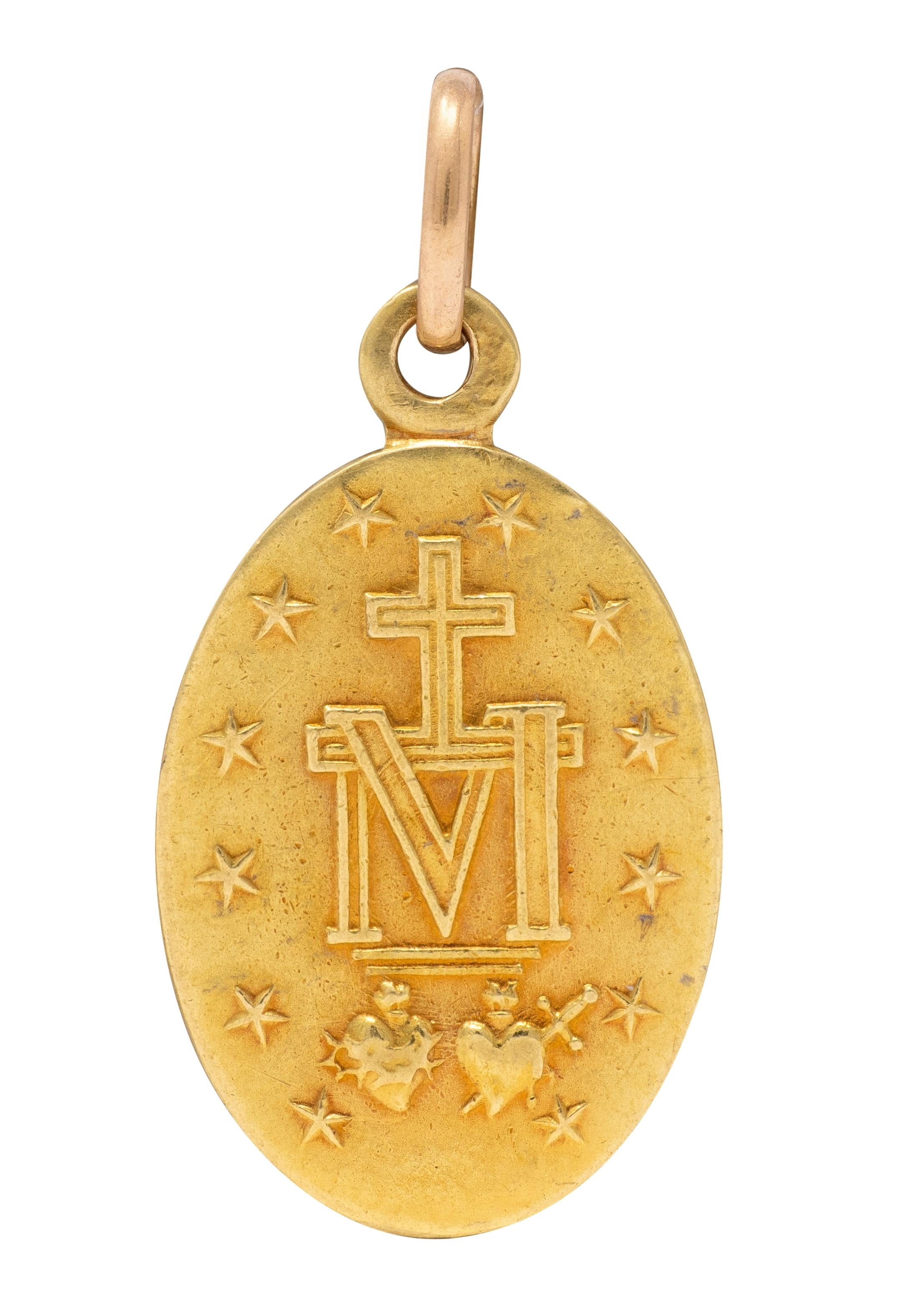 Cartier French 1930's 18 Karat Yellow Gold Vintage Miraculous Medal Pendant