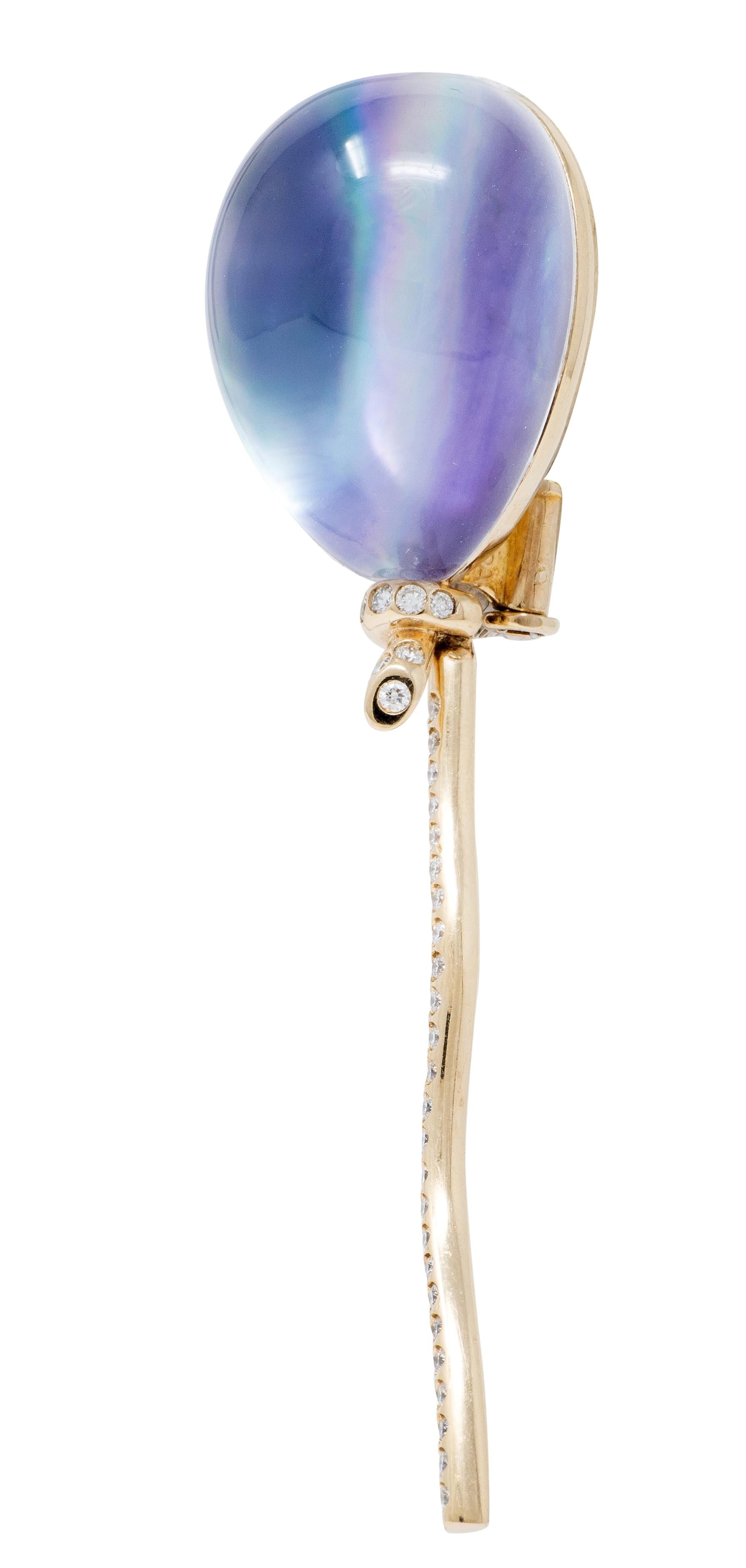 Vhernier Diamond Quartz Amethyst Mother-of-Pearl 18K Balloon Palloncino Brooch
