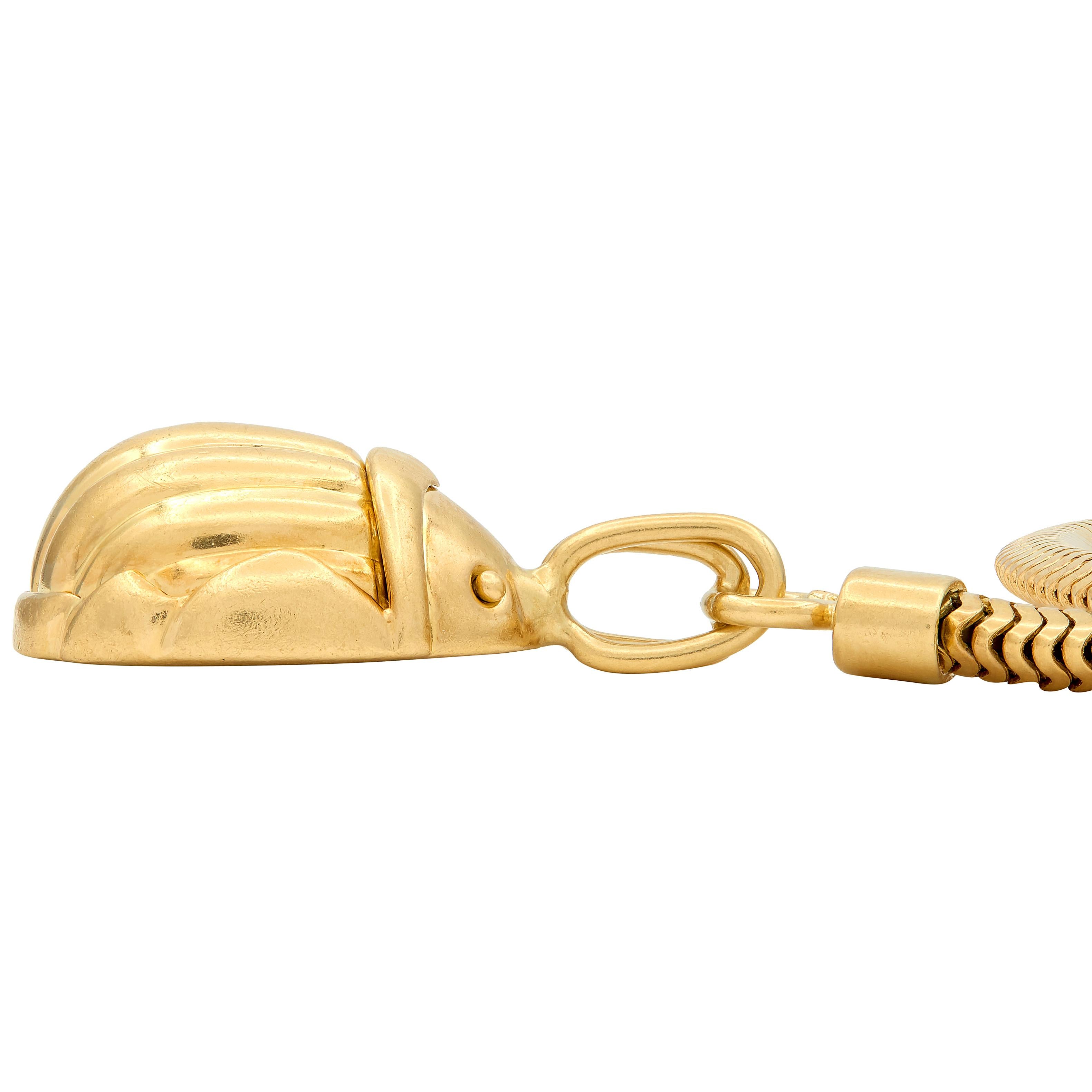 Tiffany & Co. 1993 18 Karat Yellow Gold Vintage Scarab Charm Bracelet