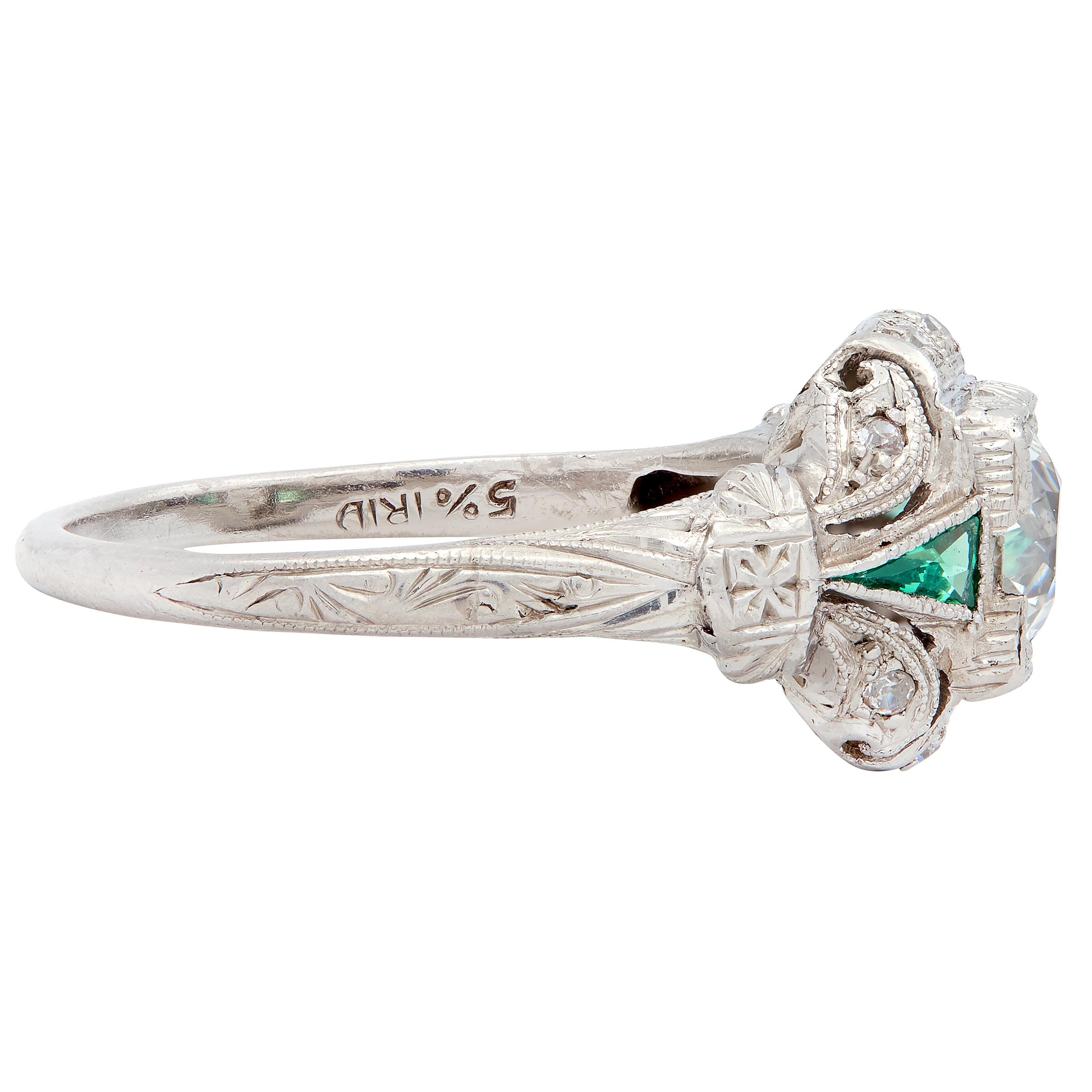 Art Deco 0.82 CTW Diamond Platinum Vintage Ornate Engagement Ring