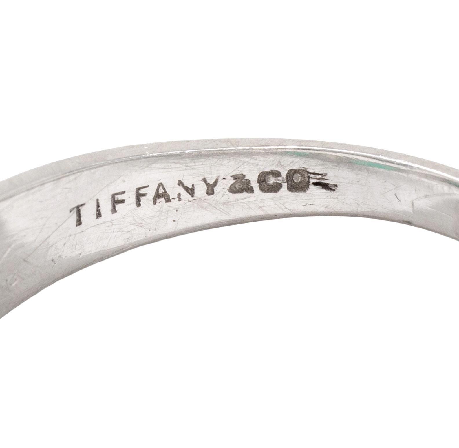 Tiffany & Co. Art Deco French Cut Diamond Emerald Platinum Vintage Band Ring