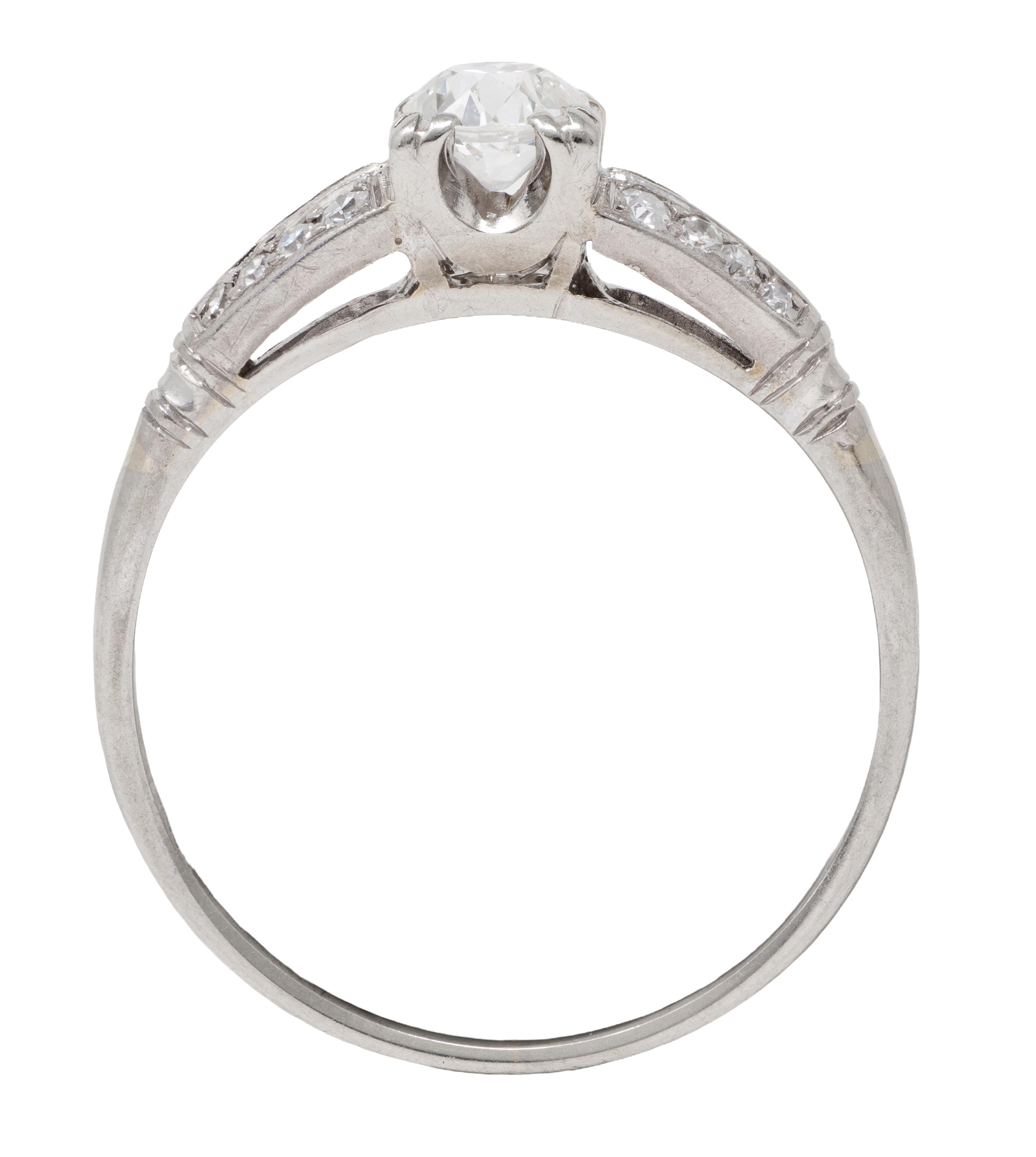 Retro Old European Cut Diamond Platinum Vintage Engagement Ring