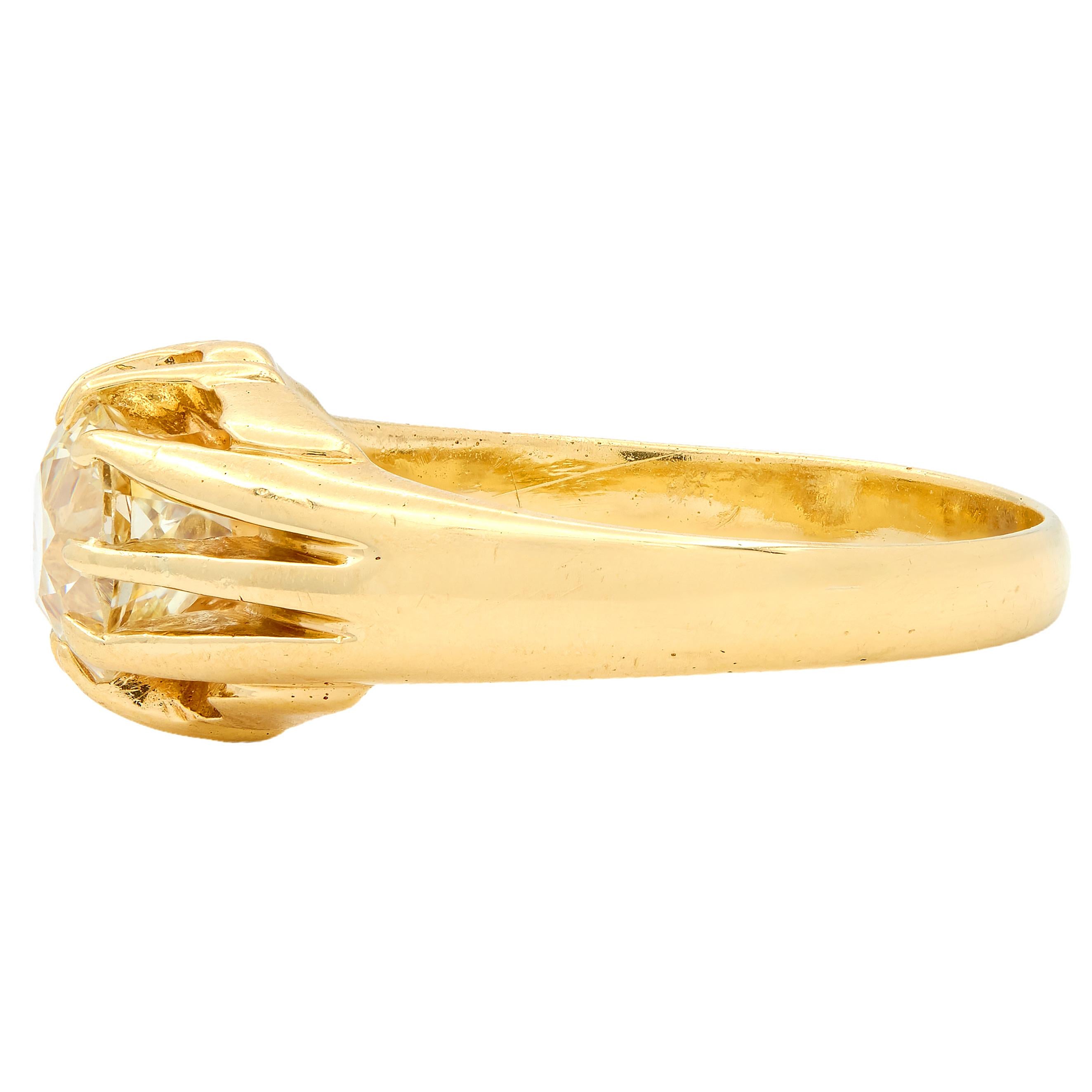 1960's Old Mine Diamond 18 Karat Yellow Gold Vintage Belcher Engagement Ring