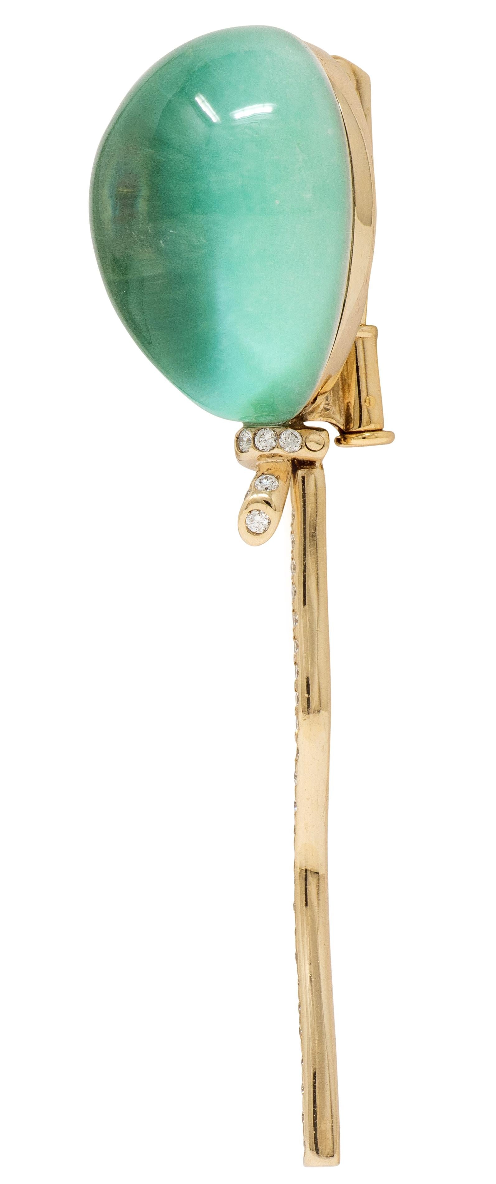 Vhernier Chrysoprase Diamond 18 Karat Gold Palloncino Balloon Brooch