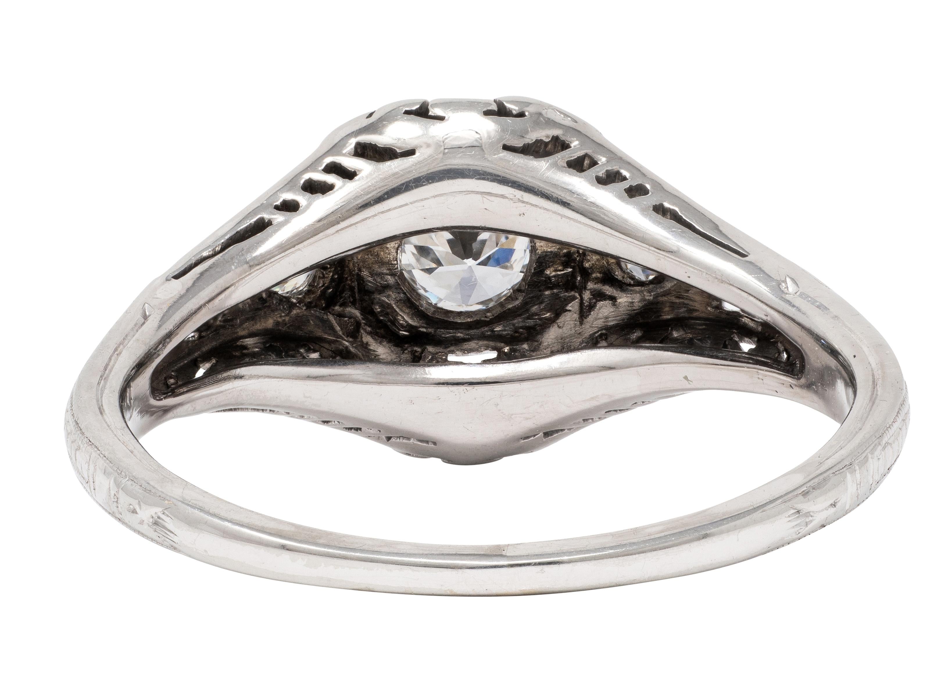 Belais Art Deco European Diamond 18K Gold Antique Orange Blossom Engagement Ring