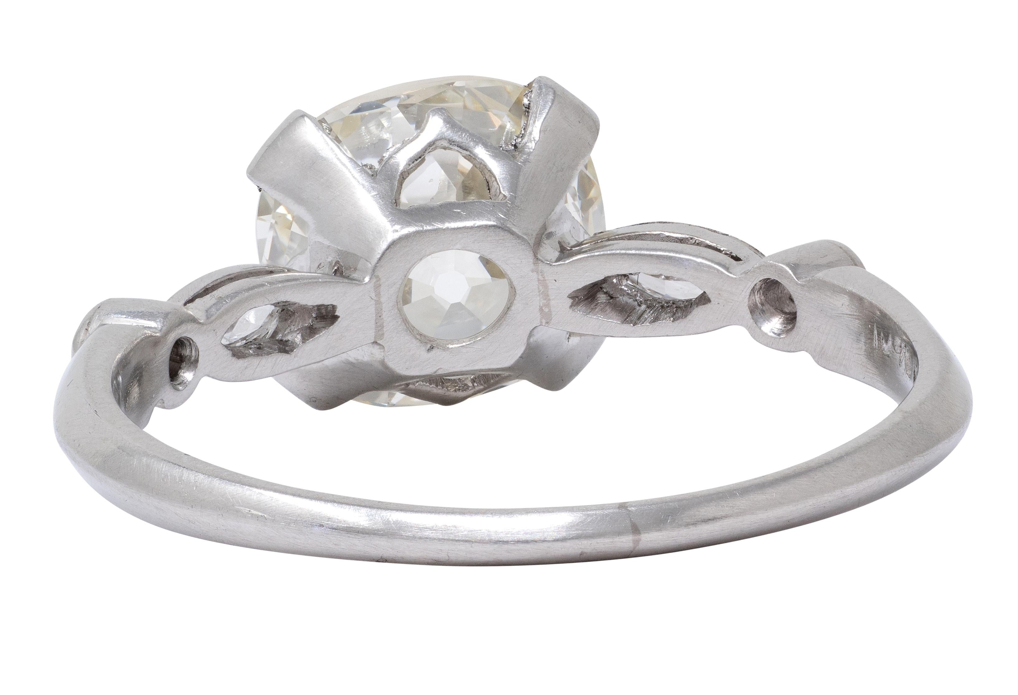 Mid-Century 2.15 CTW Old Mine Diamond Platinum Vintage Engagement Ring GIA