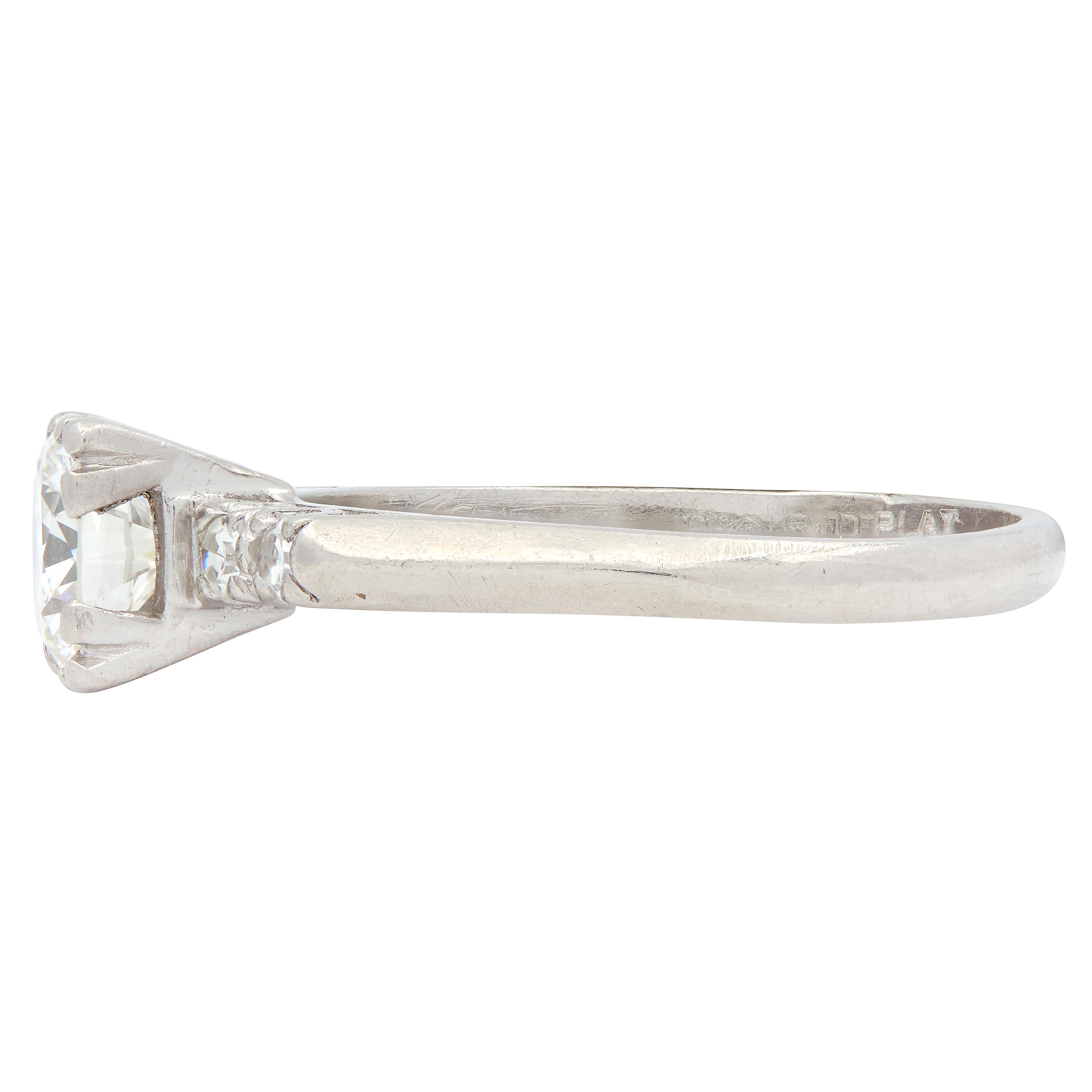 Art Deco 0.96 CTW Diamond Platinum Vintage Five Stone Engagement Ring