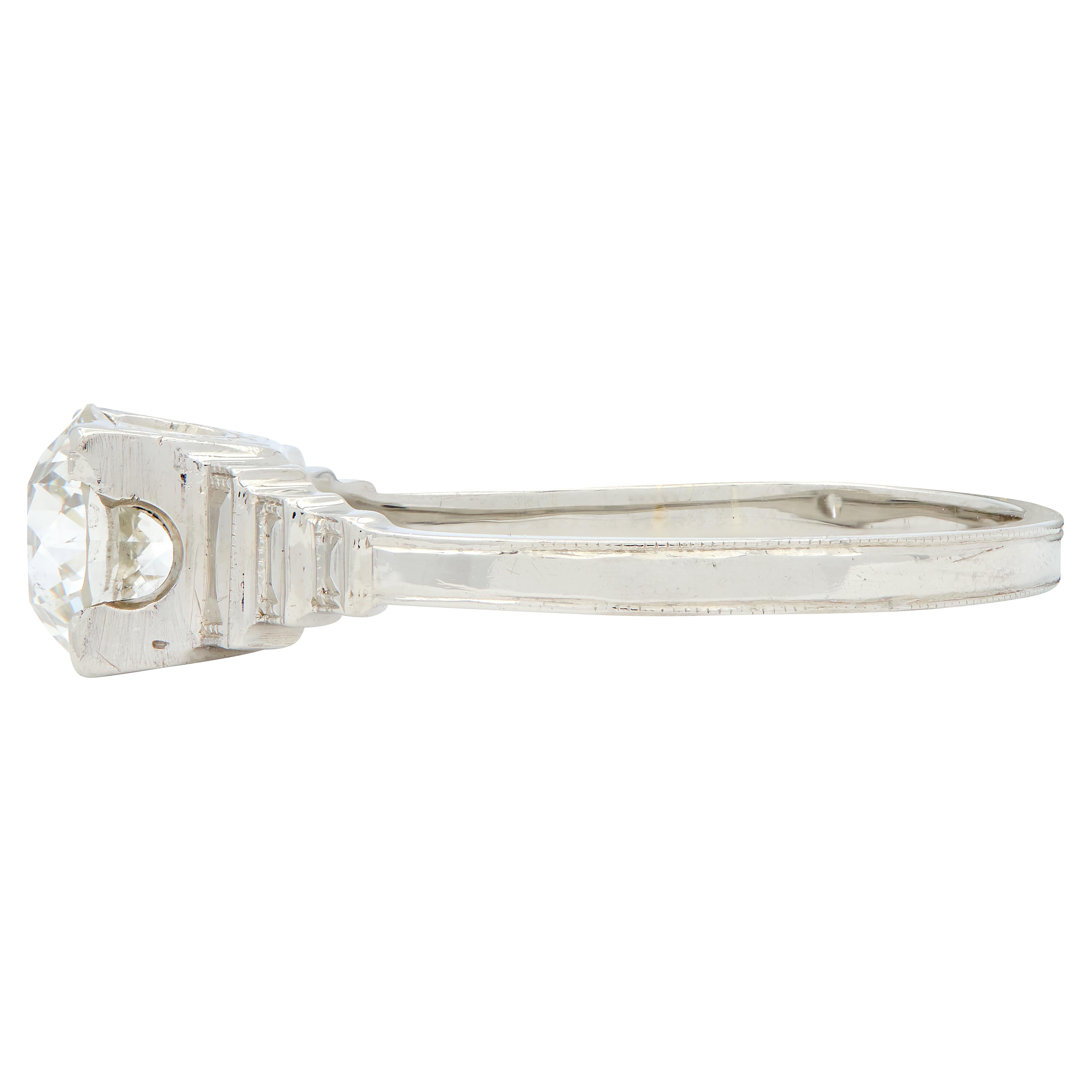 Art Deco 1.23 CTW Old European Cut Diamond Platinum Vintage Engagement Ring GIA