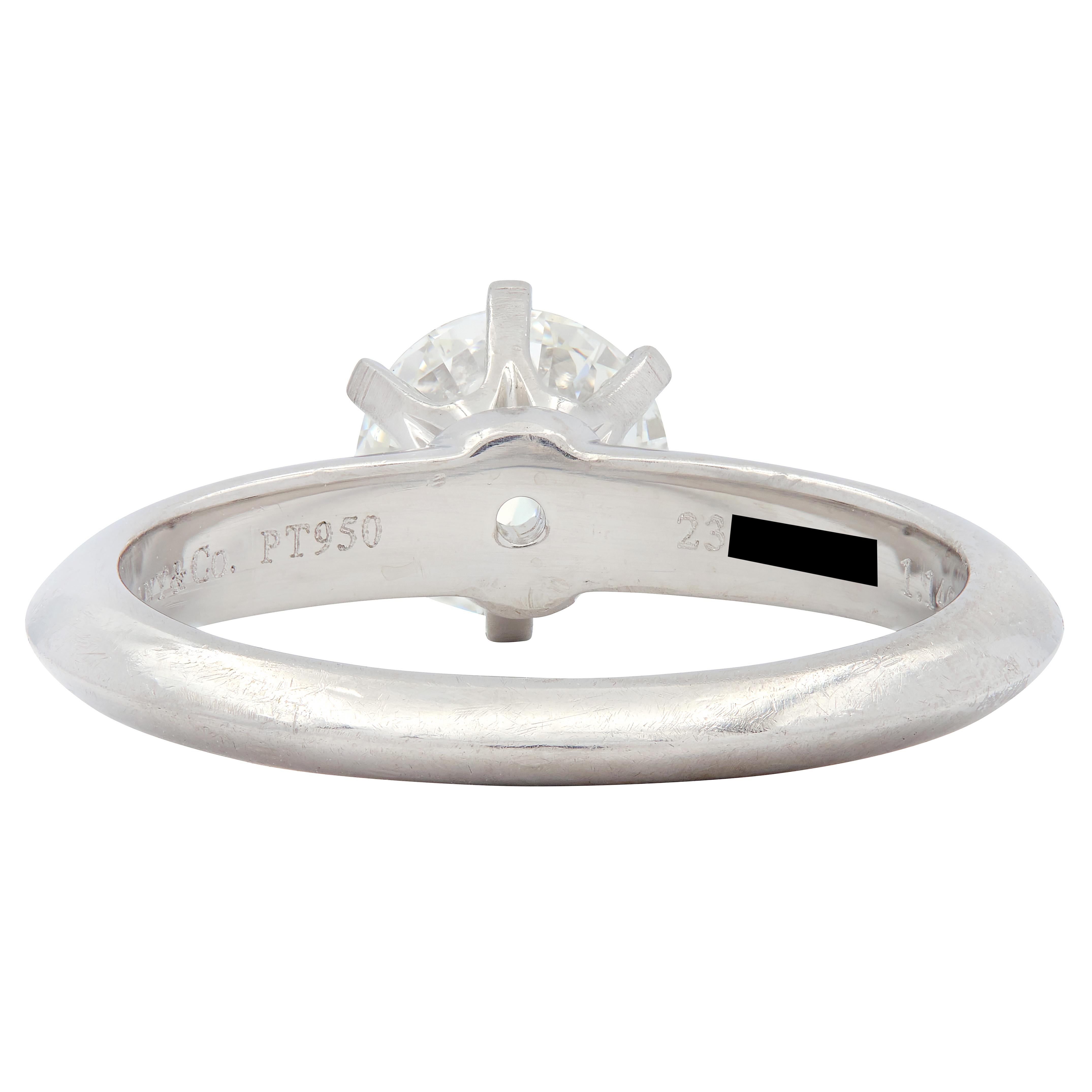 Tiffany & Co. Round Brilliant Cut Diamond Platinum Solitaire Engagement Ring GIA