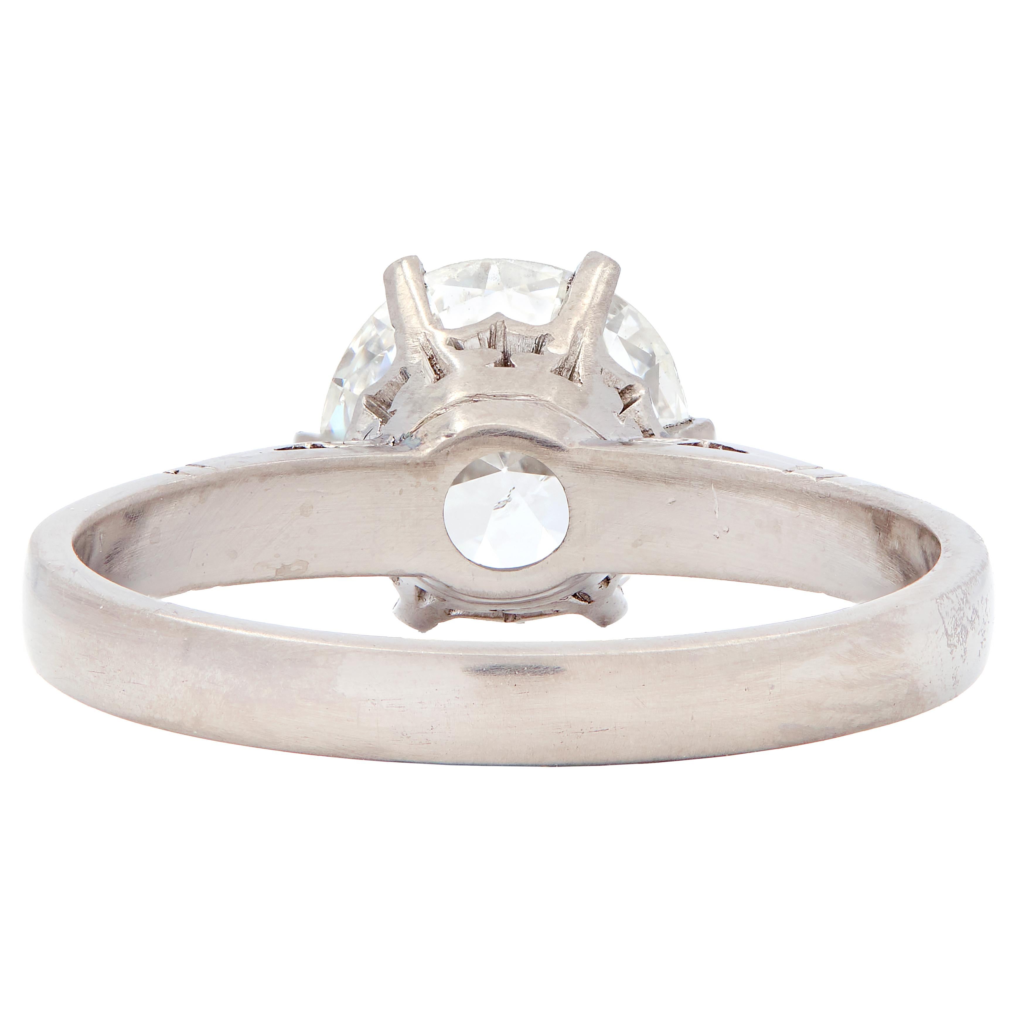 Art Deco Old European Cut Diamond Platinum Vintage Solitaire Engagement GIA