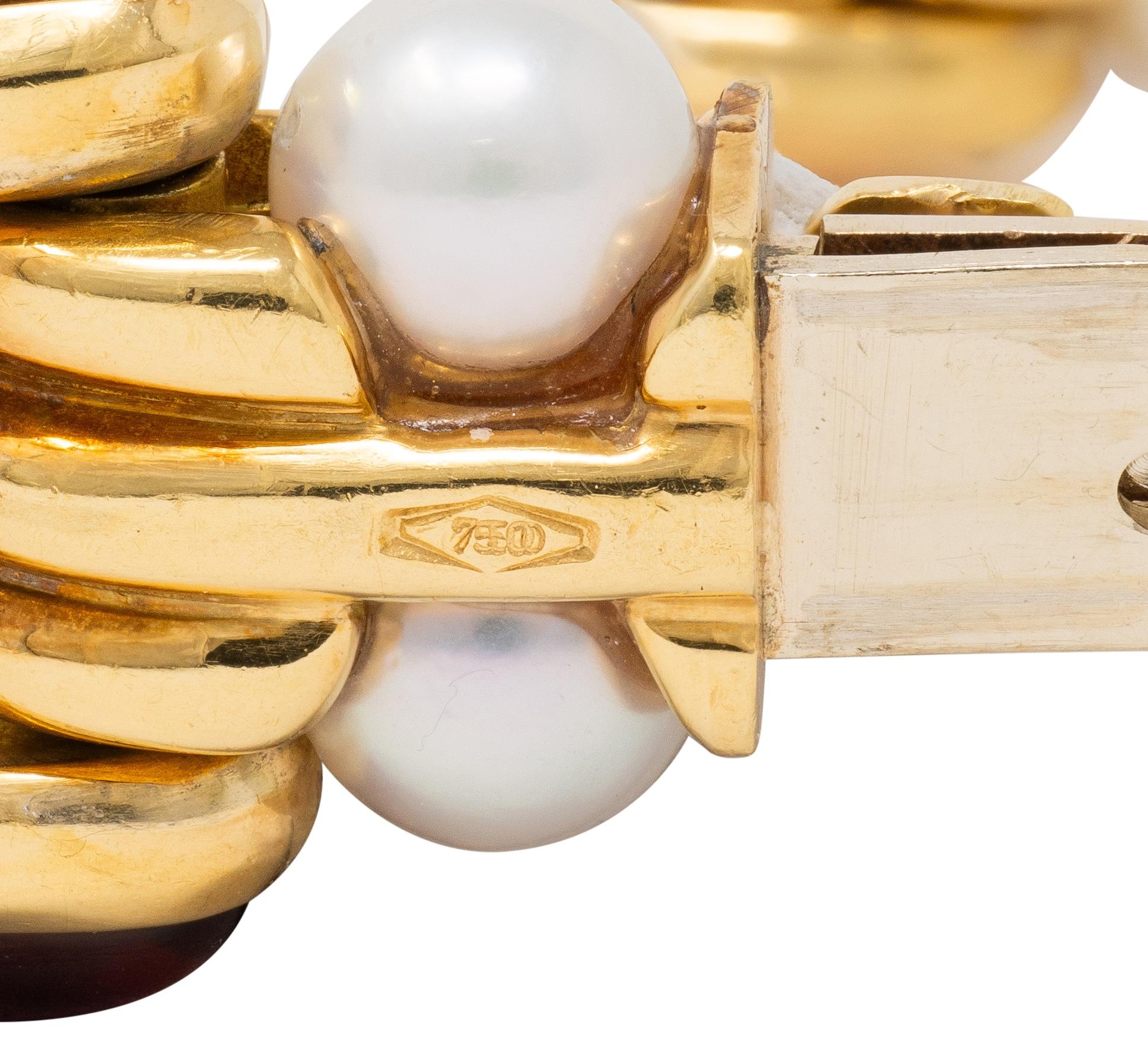 Bulgari 1980's Multi-Gem Citrine Pearl 18K Yellow Gold Vintage Link Bracelet