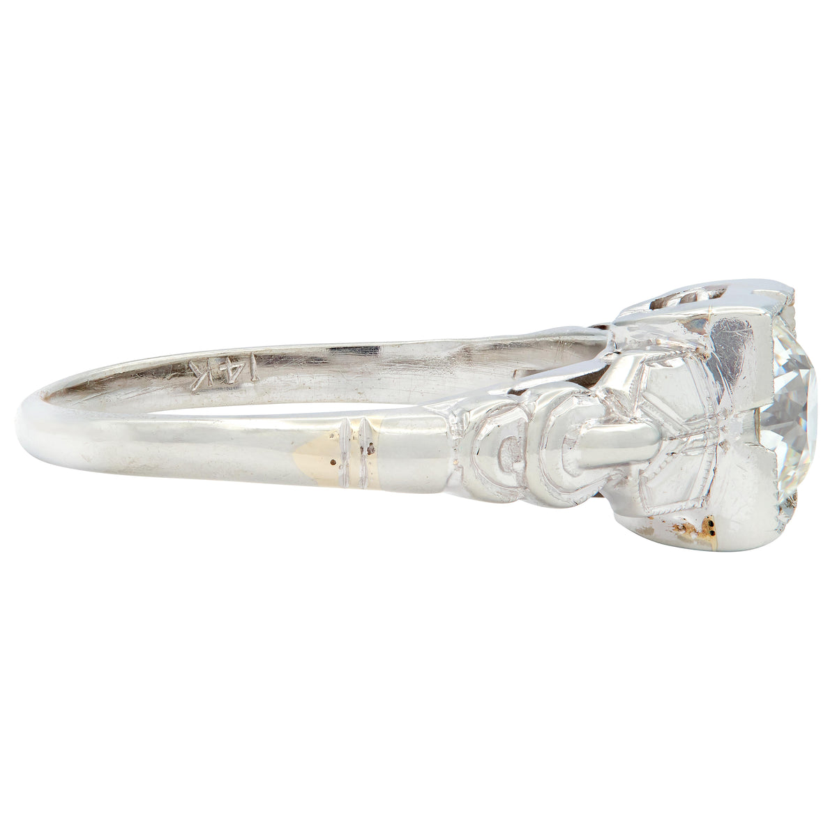 Retro 0.64 CTW Old Mine Cut Diamond 14 Karat Vintage Engagement Ring GIA
