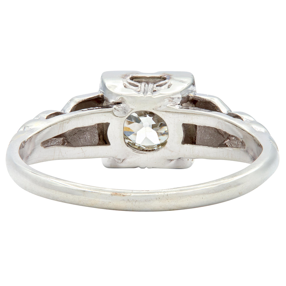Retro 0.64 CTW Old Mine Cut Diamond 14 Karat Vintage Engagement Ring GIA