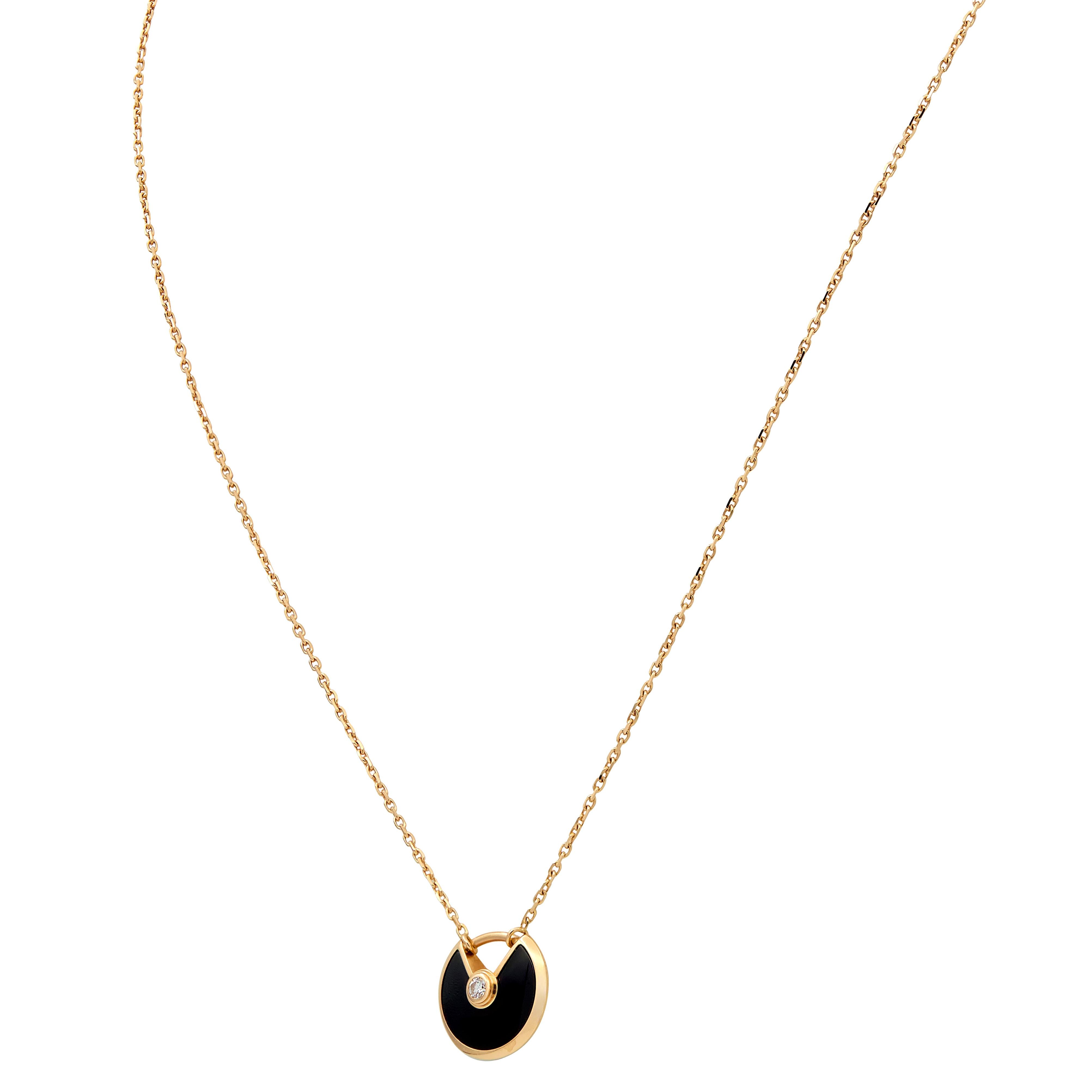 Cartier 2000's Diamond Onyx 18K Gold Contemporary Amulette De Cartier Necklace