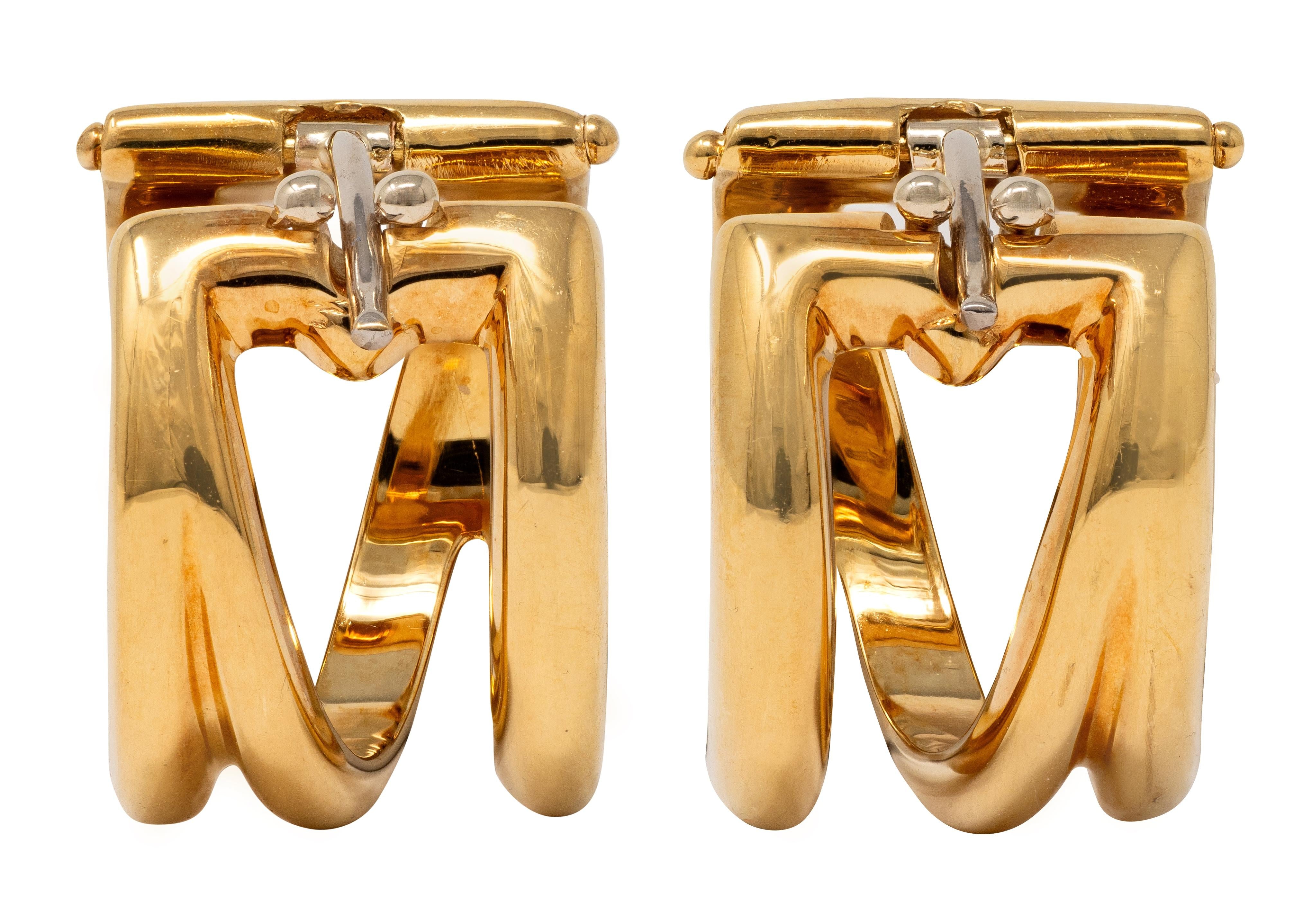 Tiffany & Co. 1980's 18 Karat Yellow Gold Vintage Loose Loop Hoop Earrings