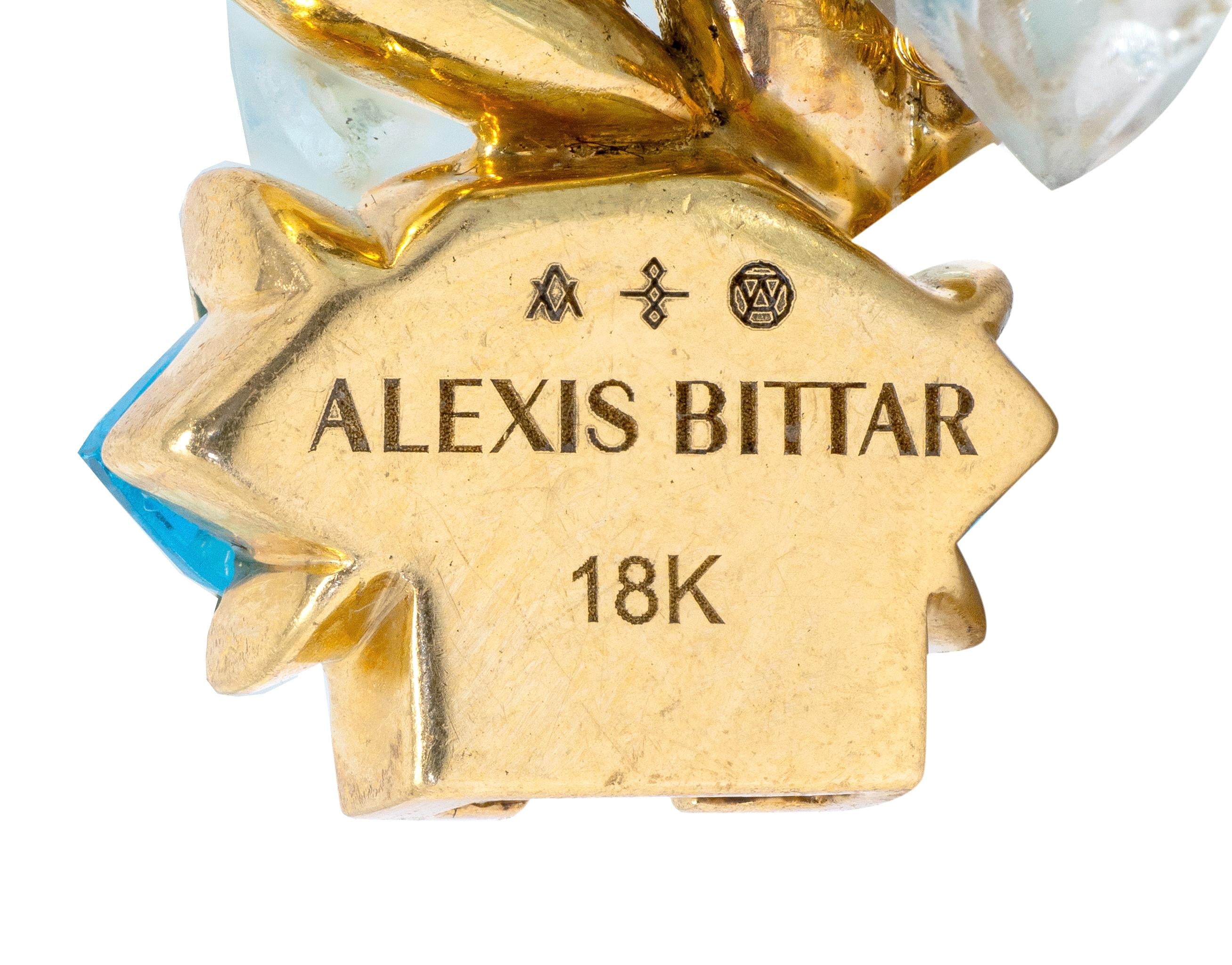 Alexis Bittar 2000's Multi-Gem Aquamarine Bead 18K Gold Contemporary Necklace
