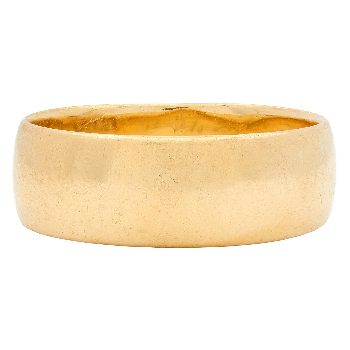 Victorian 18 Karat Yellow Gold Antique Wide Cigar Wedding Band Ring