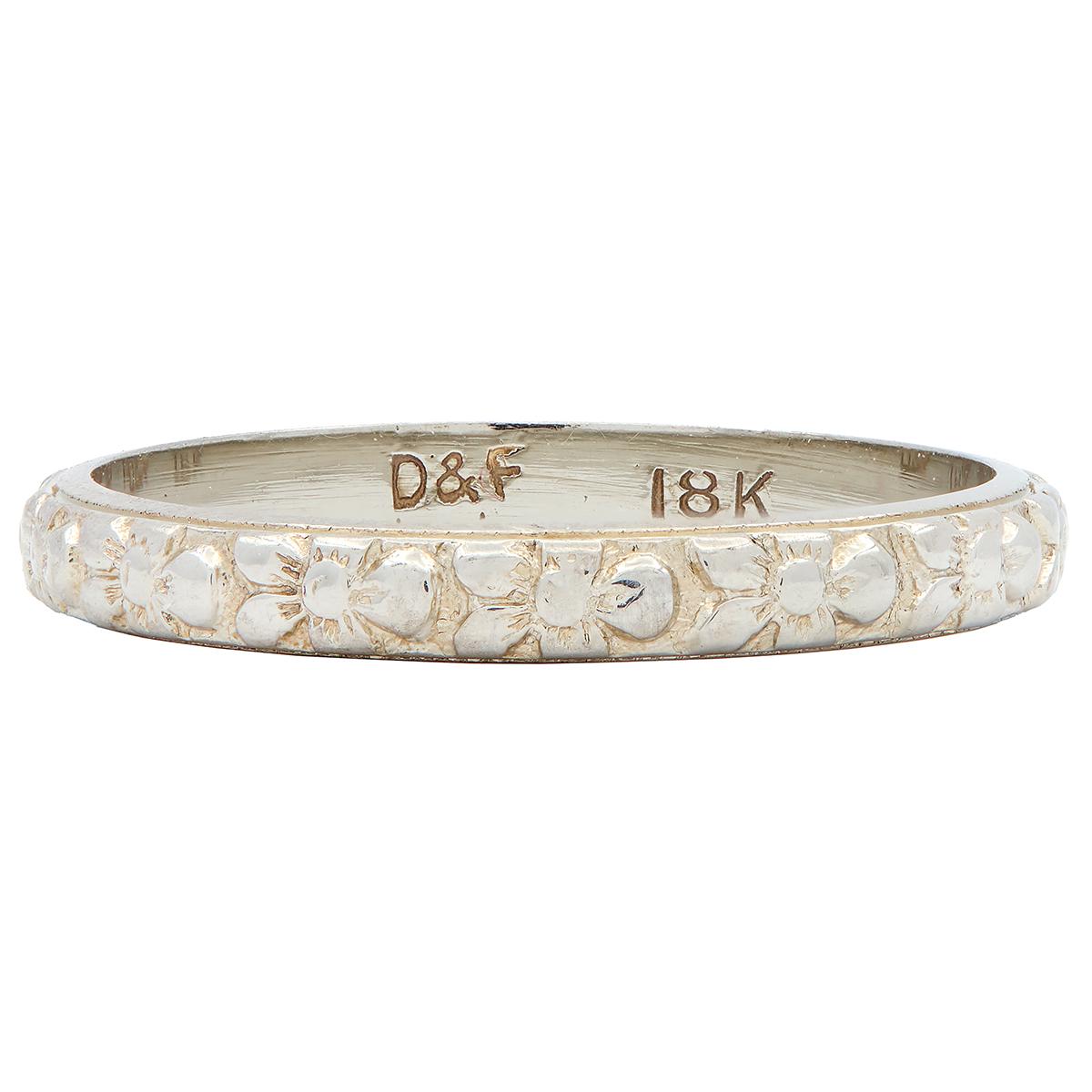 Dattelbaum & Friedman Art Deco 18K Gold Antique Orange Blossom Wedding Band Ring
