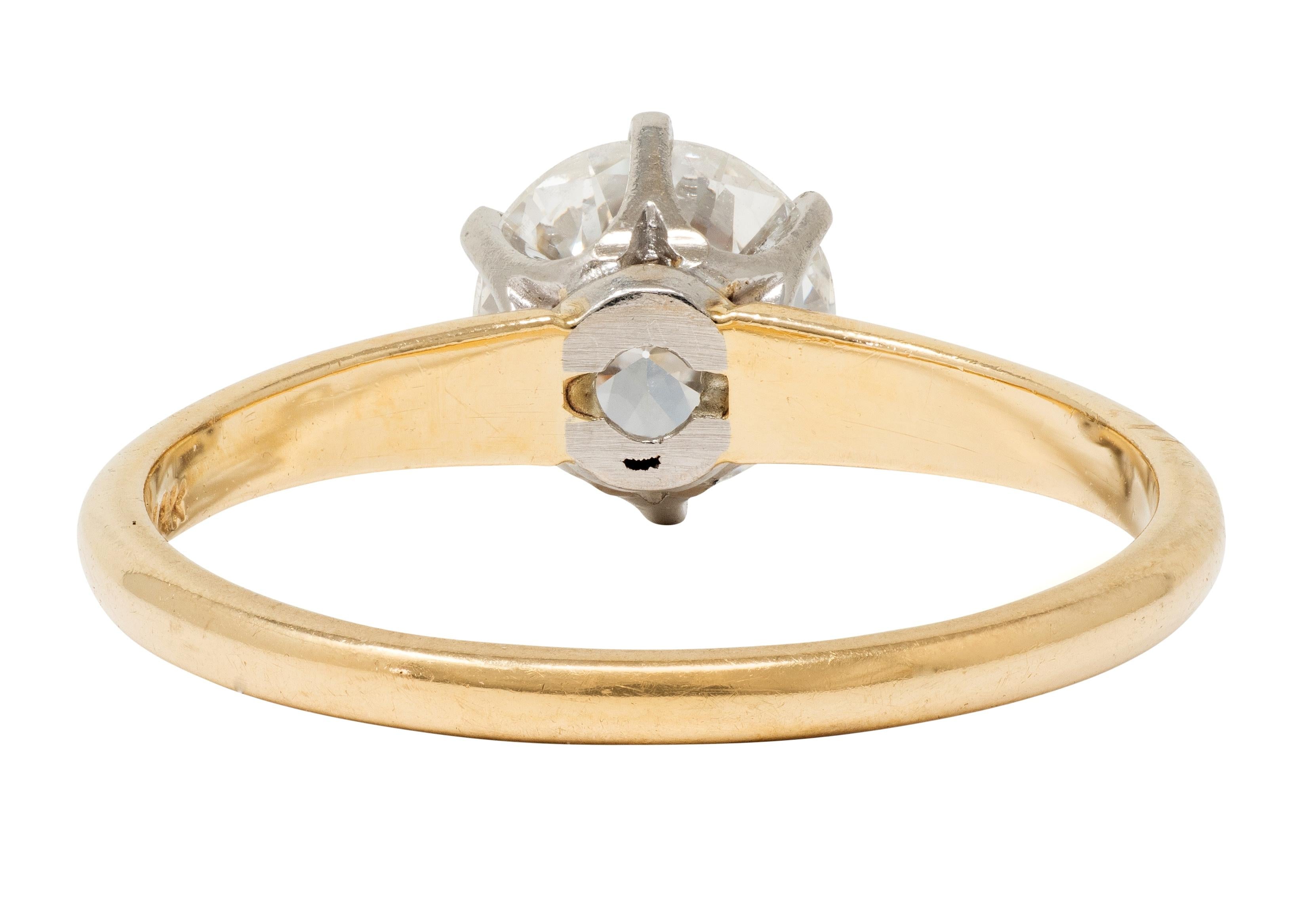 1980's 1.00 CTW Diamond 14K Gold Platinum Vintage Solitaire Engagement Ring