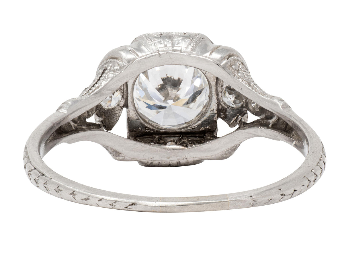 Art Deco 0.95 CTW Diamond Platinum Vintage Wheat Orange Blossom Engagement Ring