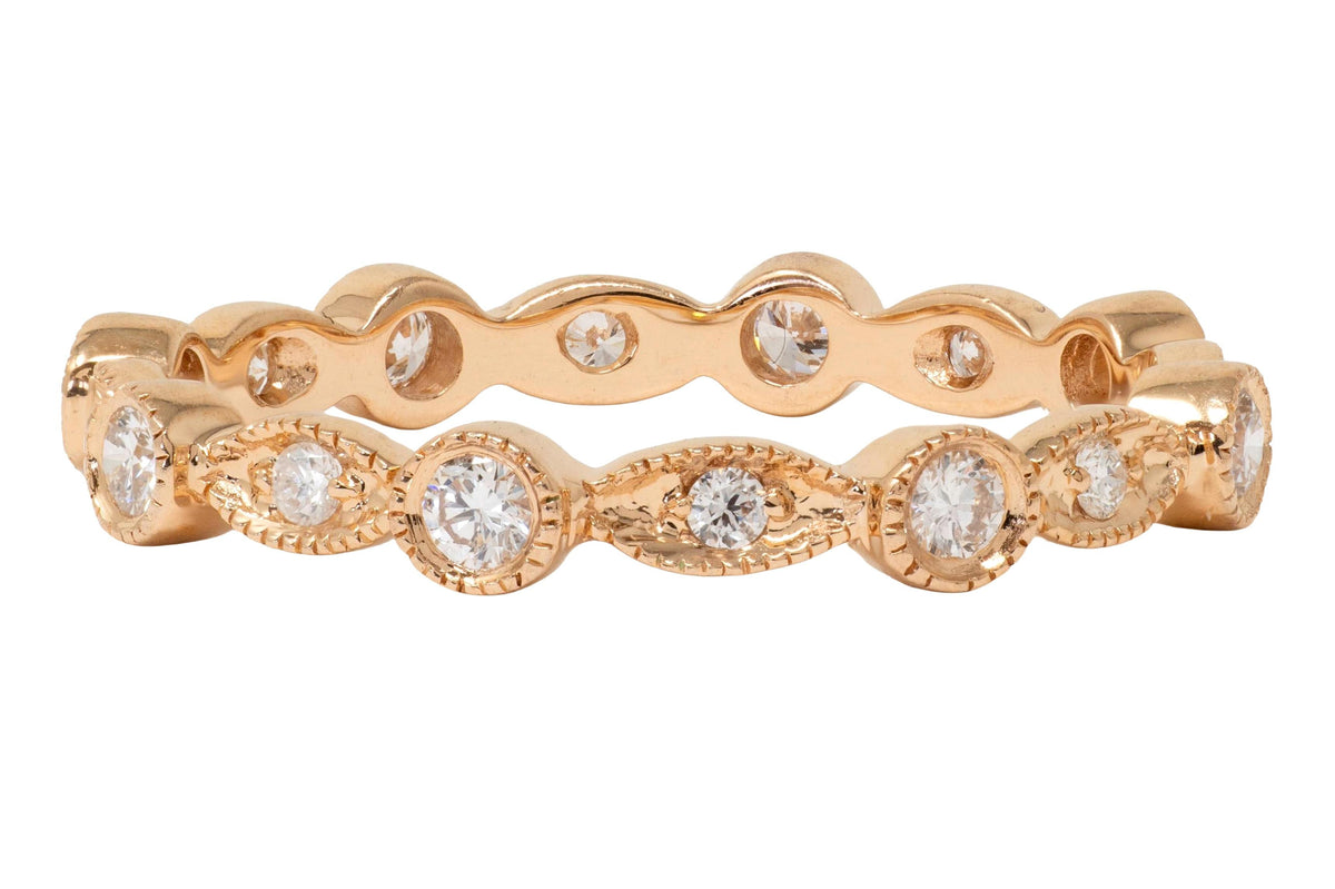 Hana 2010's Diamond 18 Karat Rose Gold Contemporary Eternity Wedding Band Ring