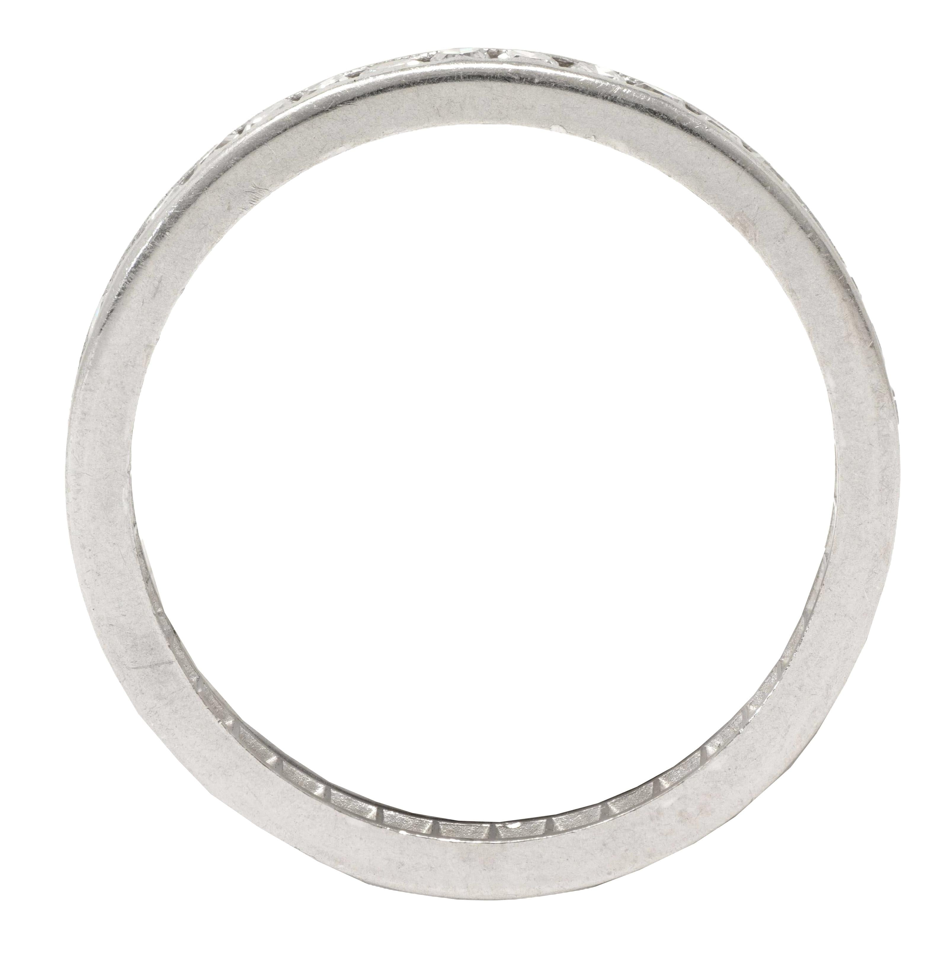 Art Deco 0.60 CTW Diamond Platinum Vintage Eternity Channel Wedding Band Ring