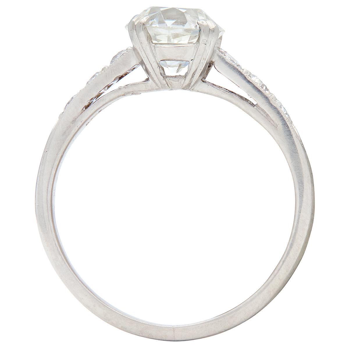 Mid-Century 1.40 CTW Old European Cut Diamond Platinum Vintage Engagement Ring