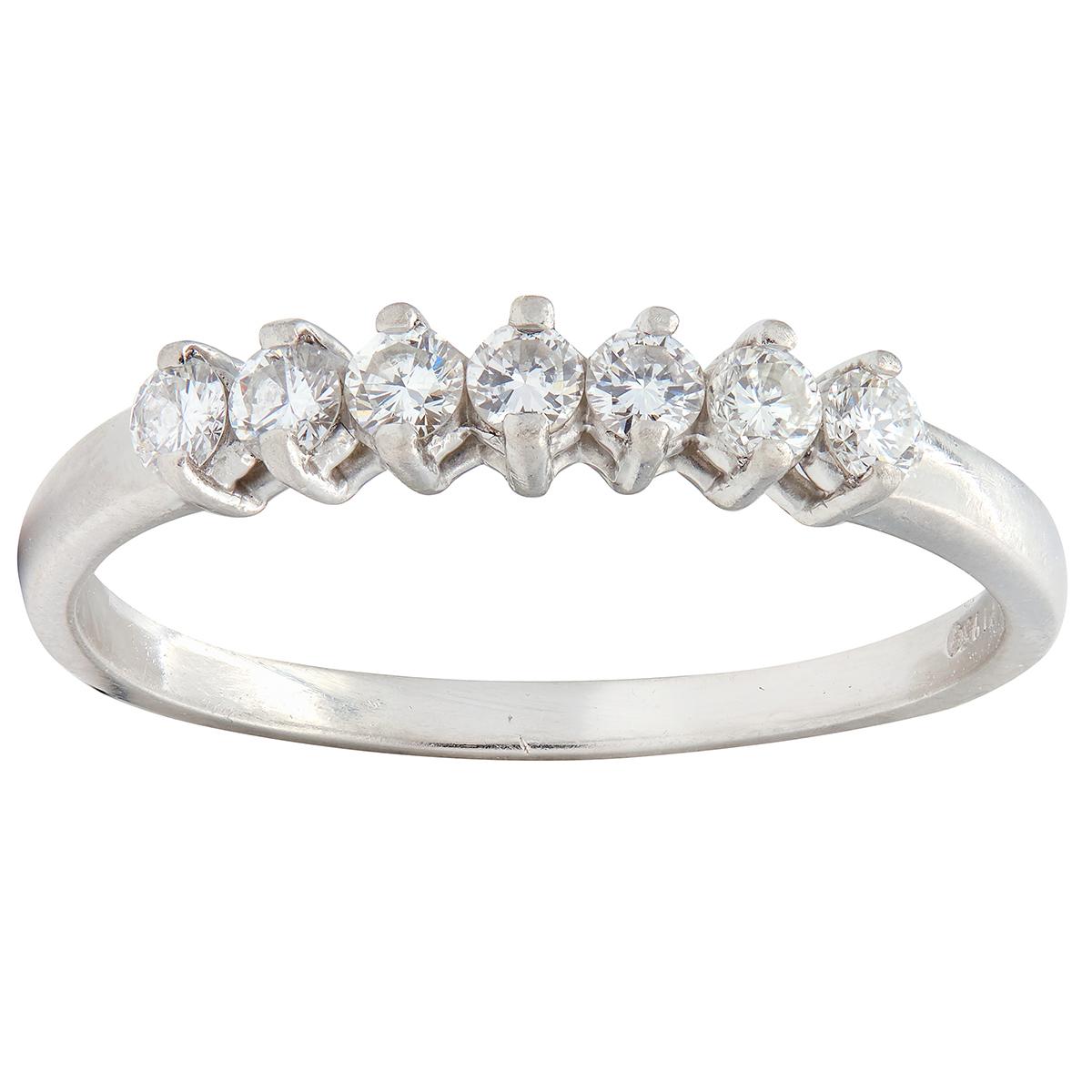 Mid-Century 0.35 CTW Diamond Platinum Vintage Wedding Band Ring