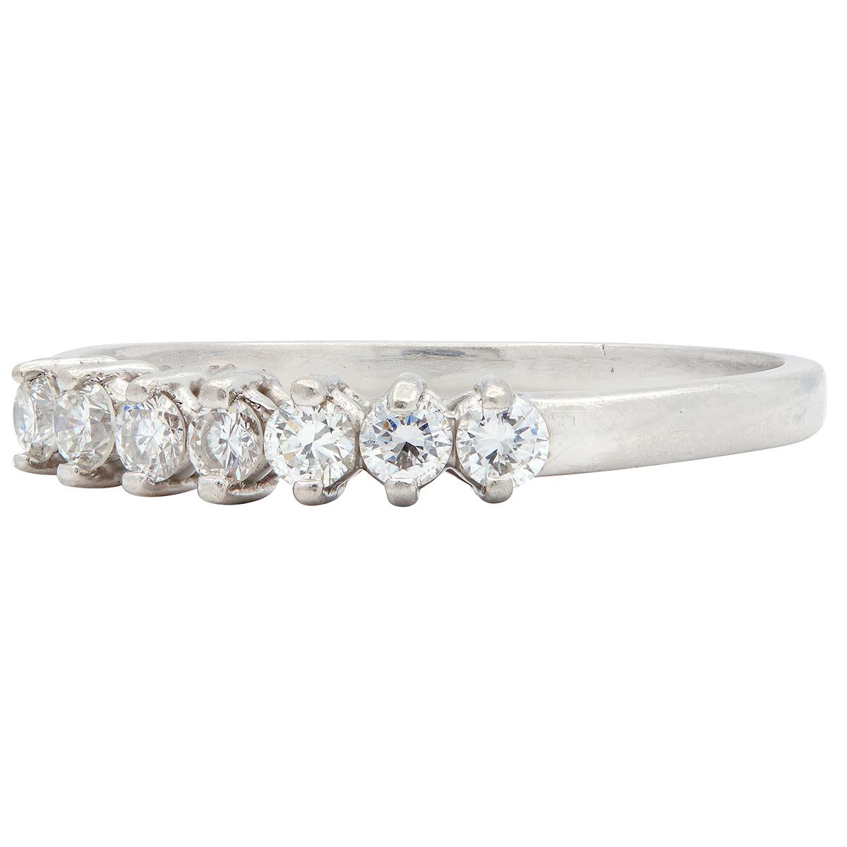 Mid-Century 0.35 CTW Diamond Platinum Vintage Wedding Band Ring
