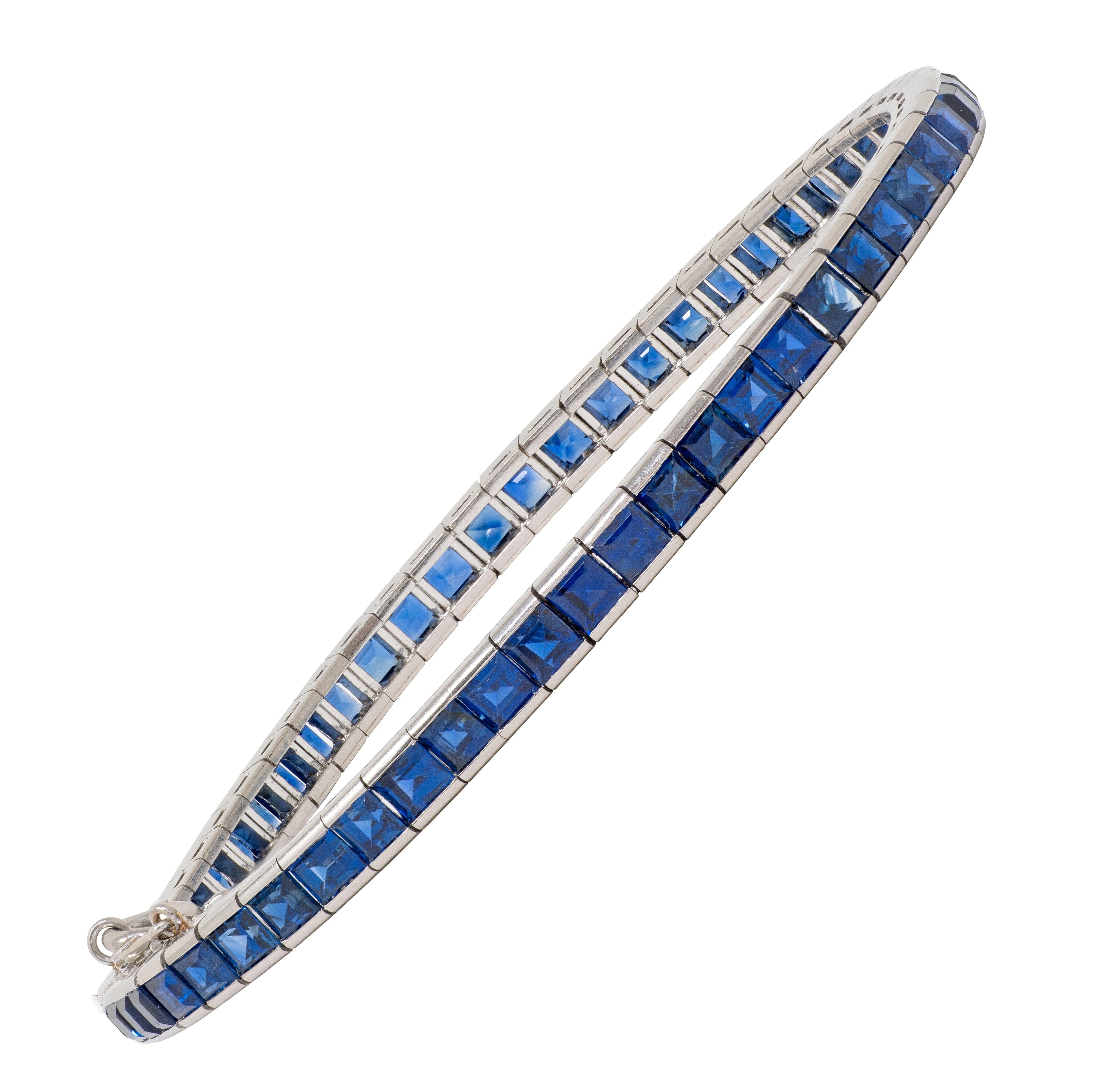Mid-Century 12.76 CTW Sapphire Platinum Vintage Line Bracelet