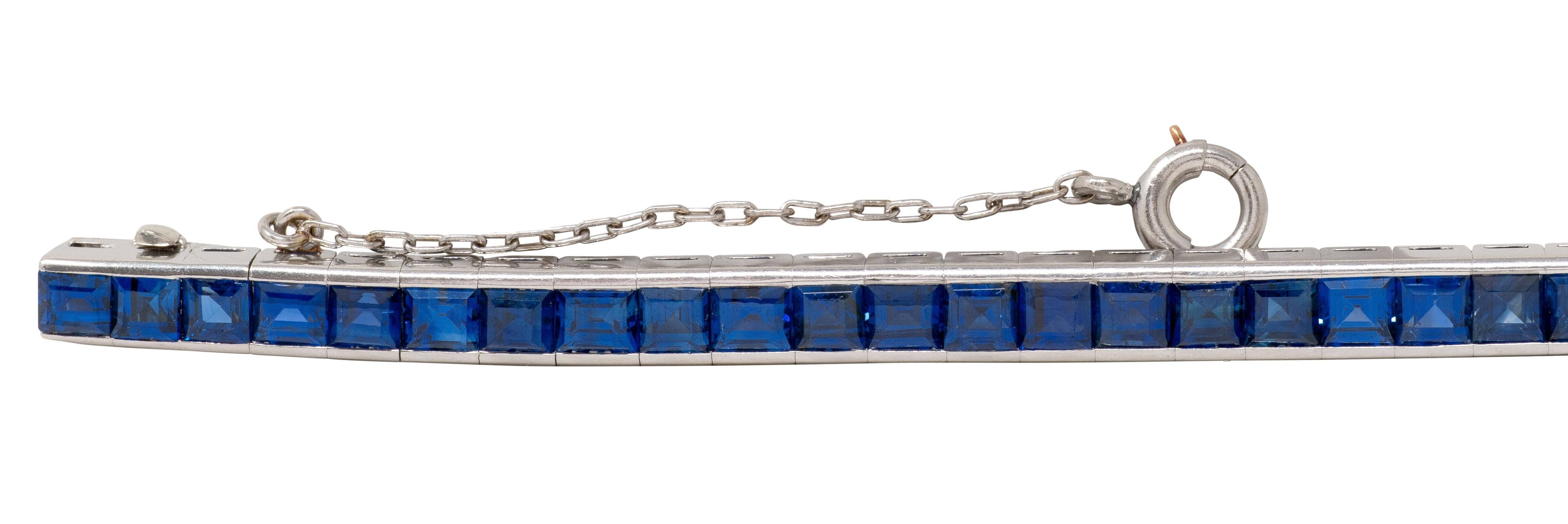 Mid-Century 12.76 CTW Sapphire Platinum Vintage Line Bracelet