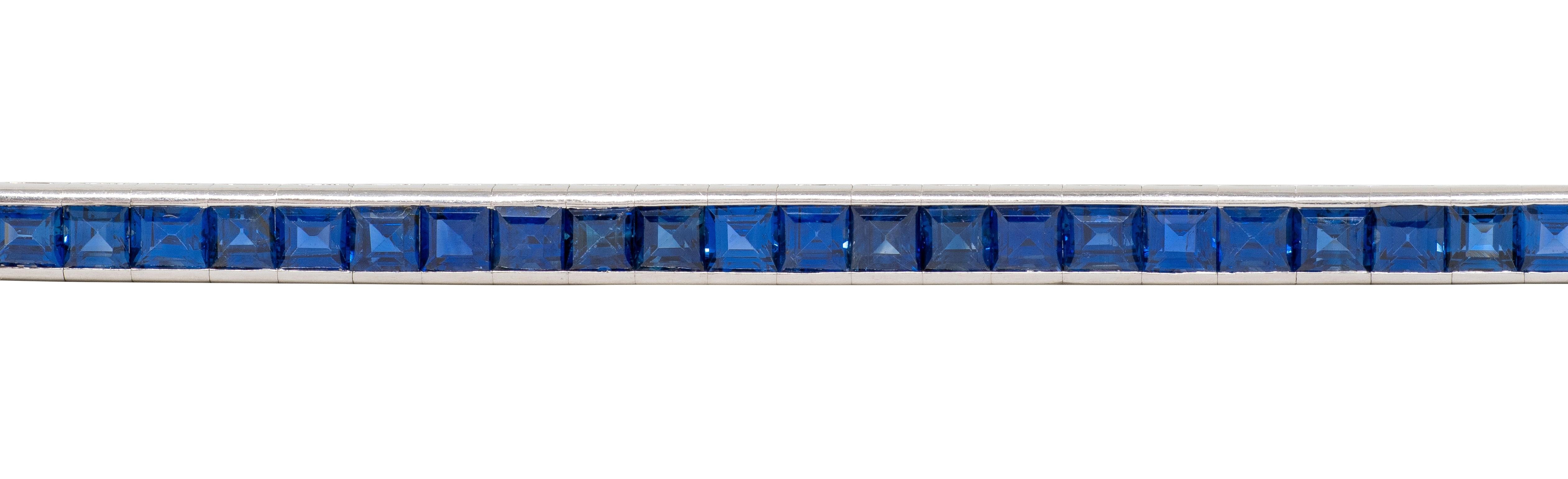 Mid-Century 12.76 CTW Sapphire Platinum Vintage Line Bracelet