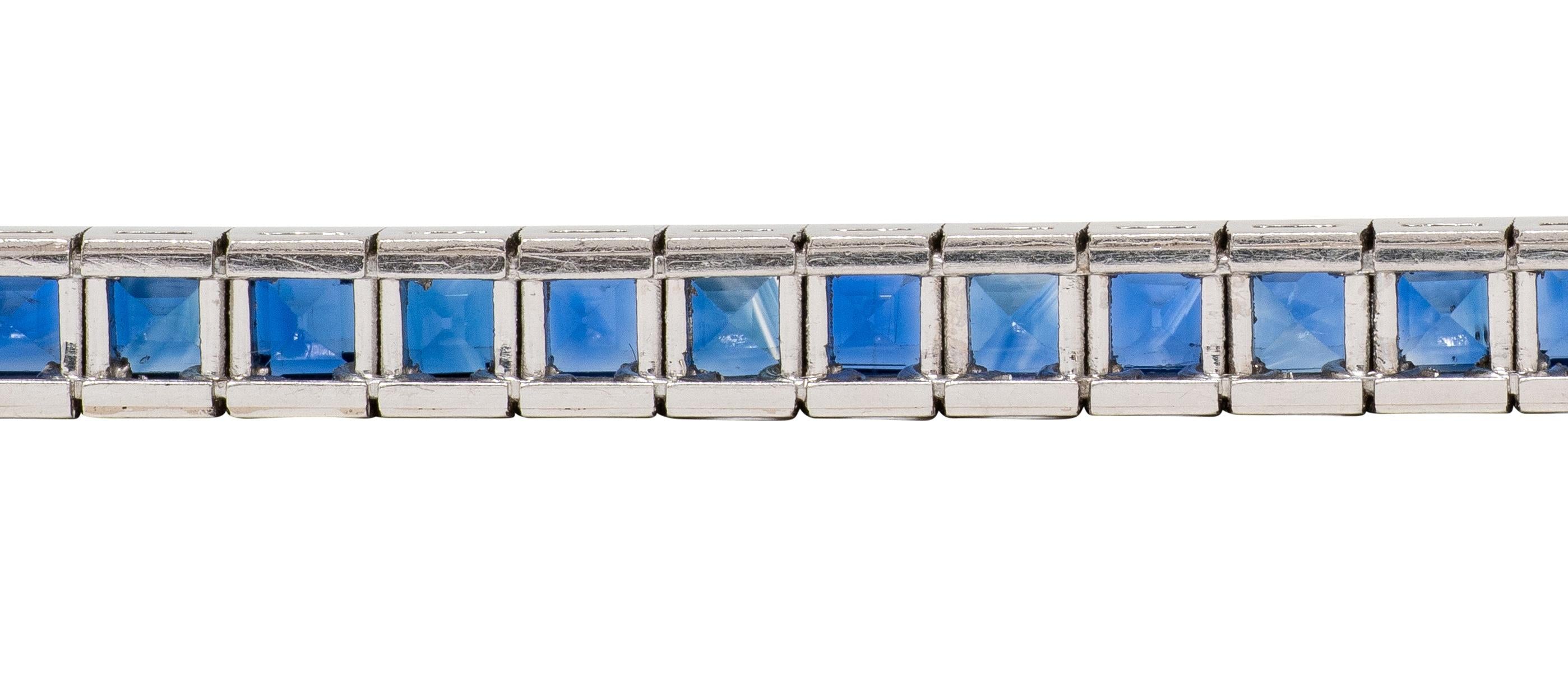 Mid-Century 12.76 CTW Sapphire Platinum Vintage Line Bracelet