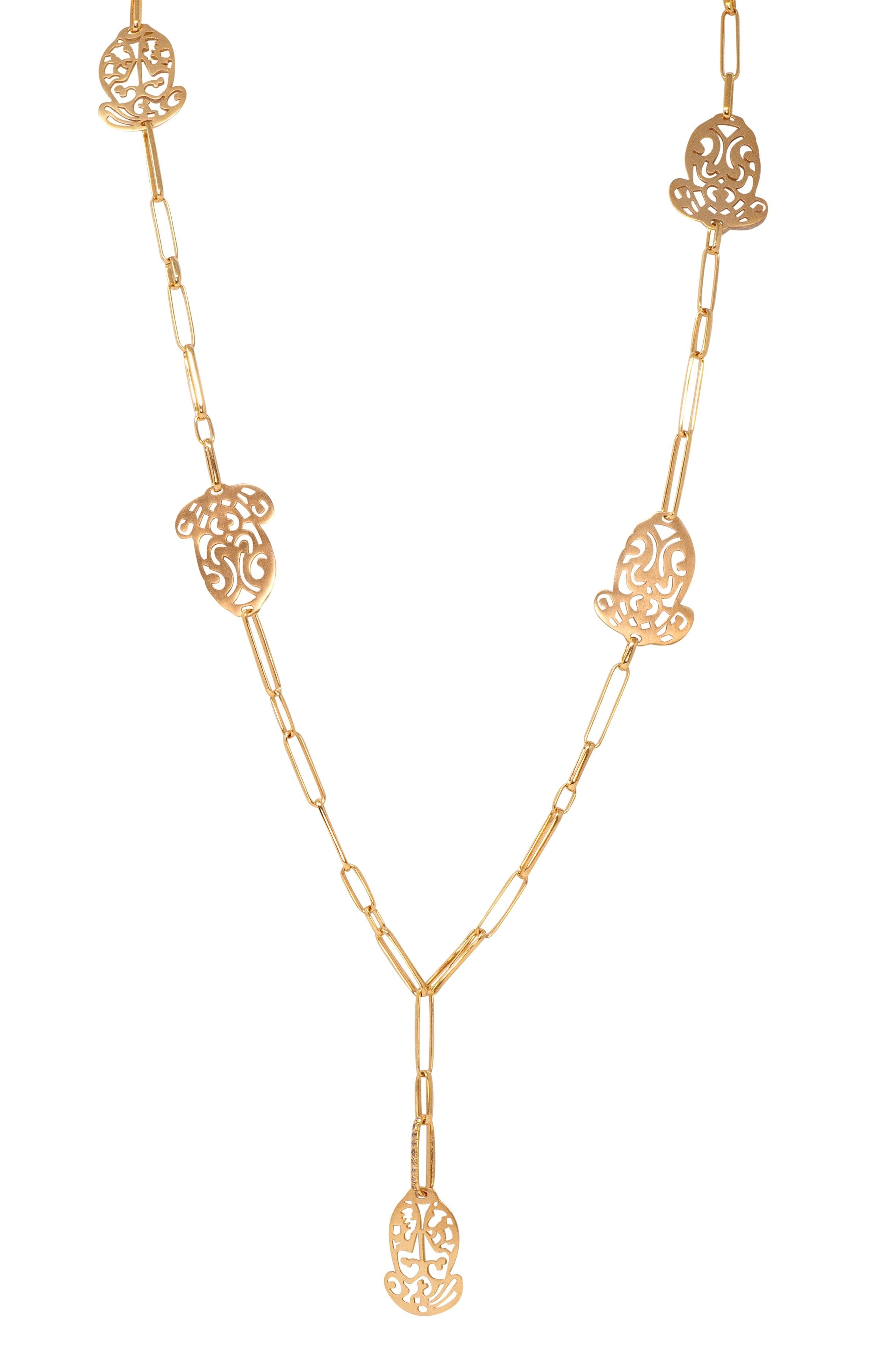 Pomellato 2000's Diamond 18K Gold Contemporary Ming Station Sartuoir Necklace