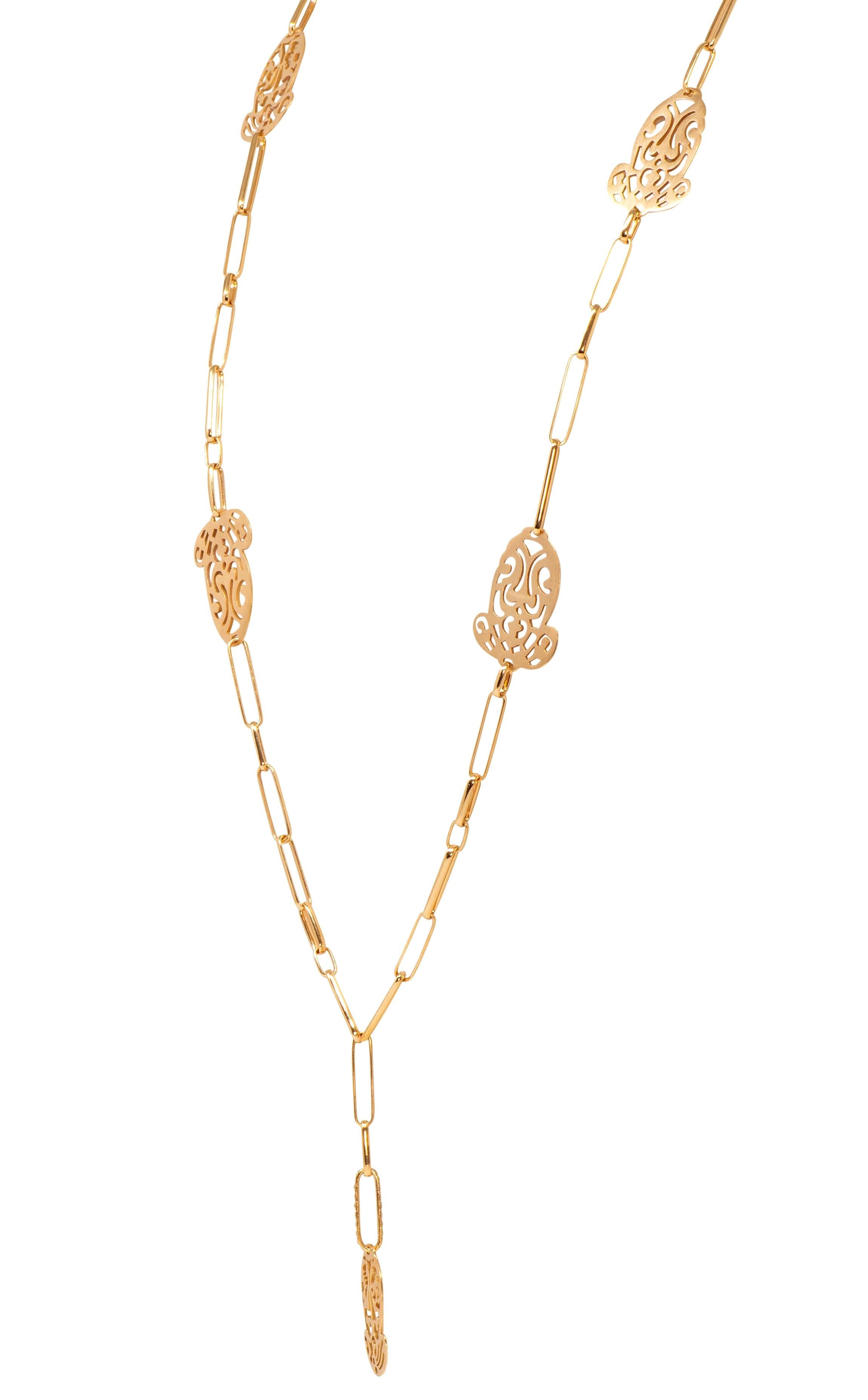 Pomellato 2000's Diamond 18K Gold Contemporary Ming Station Sartuoir Necklace