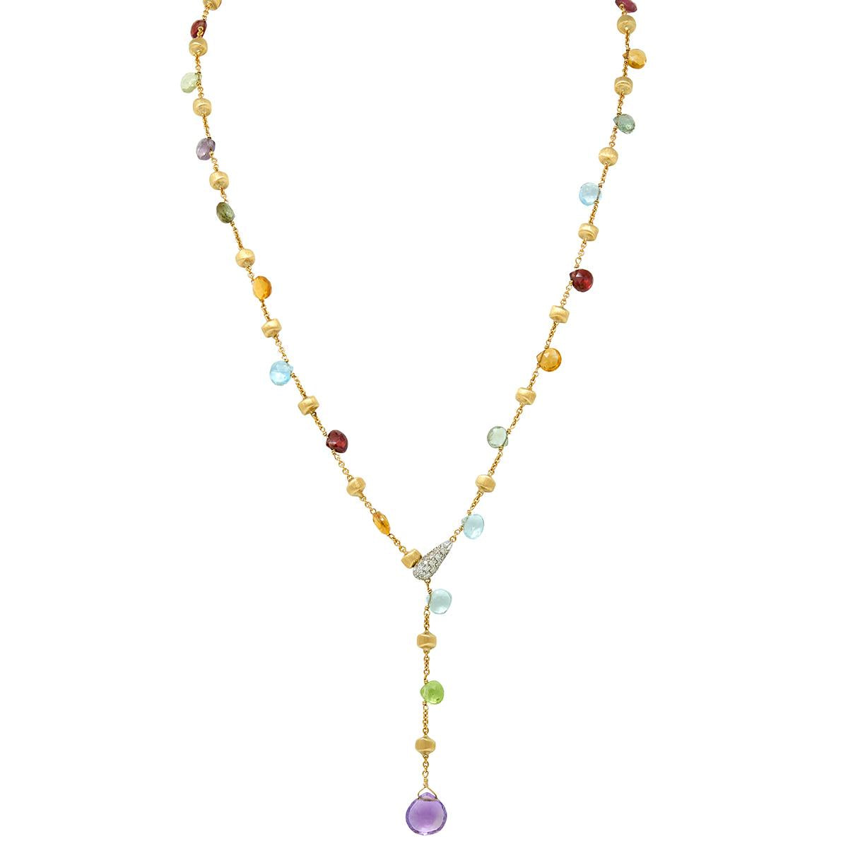 Marco Bicego 2000's Diamond Multi-Gem 18K Gold Contemporary Paradise Necklace