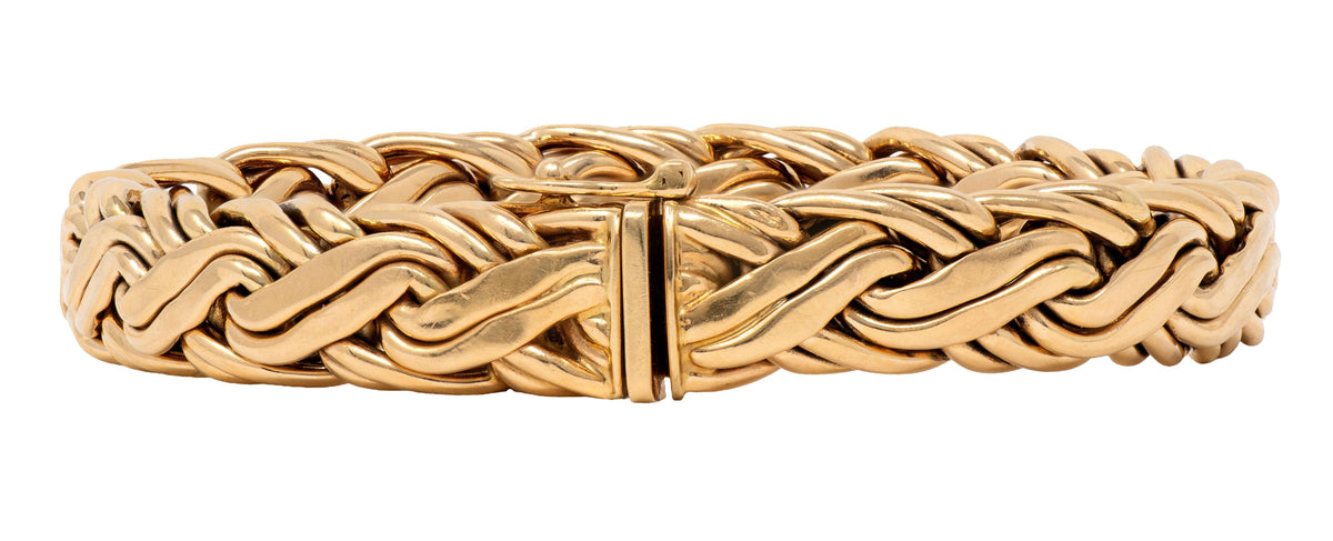 Tiffany & Co. 1990's 14K Yellow Gold Vintage Braided Wheat Link Chain Bracelet