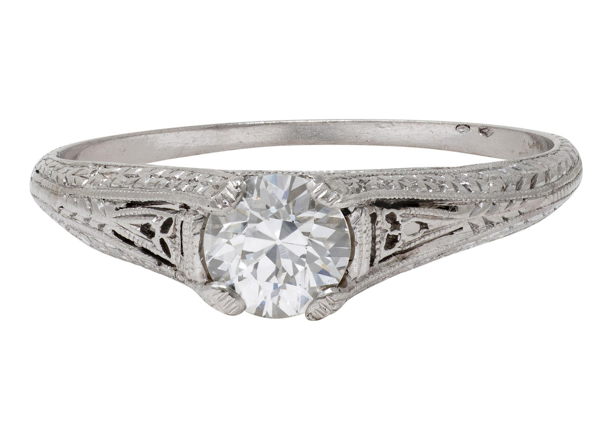 Art Deco 0.47 CT Diamond Platinum Vintage Orange Blossom Engagement Ring