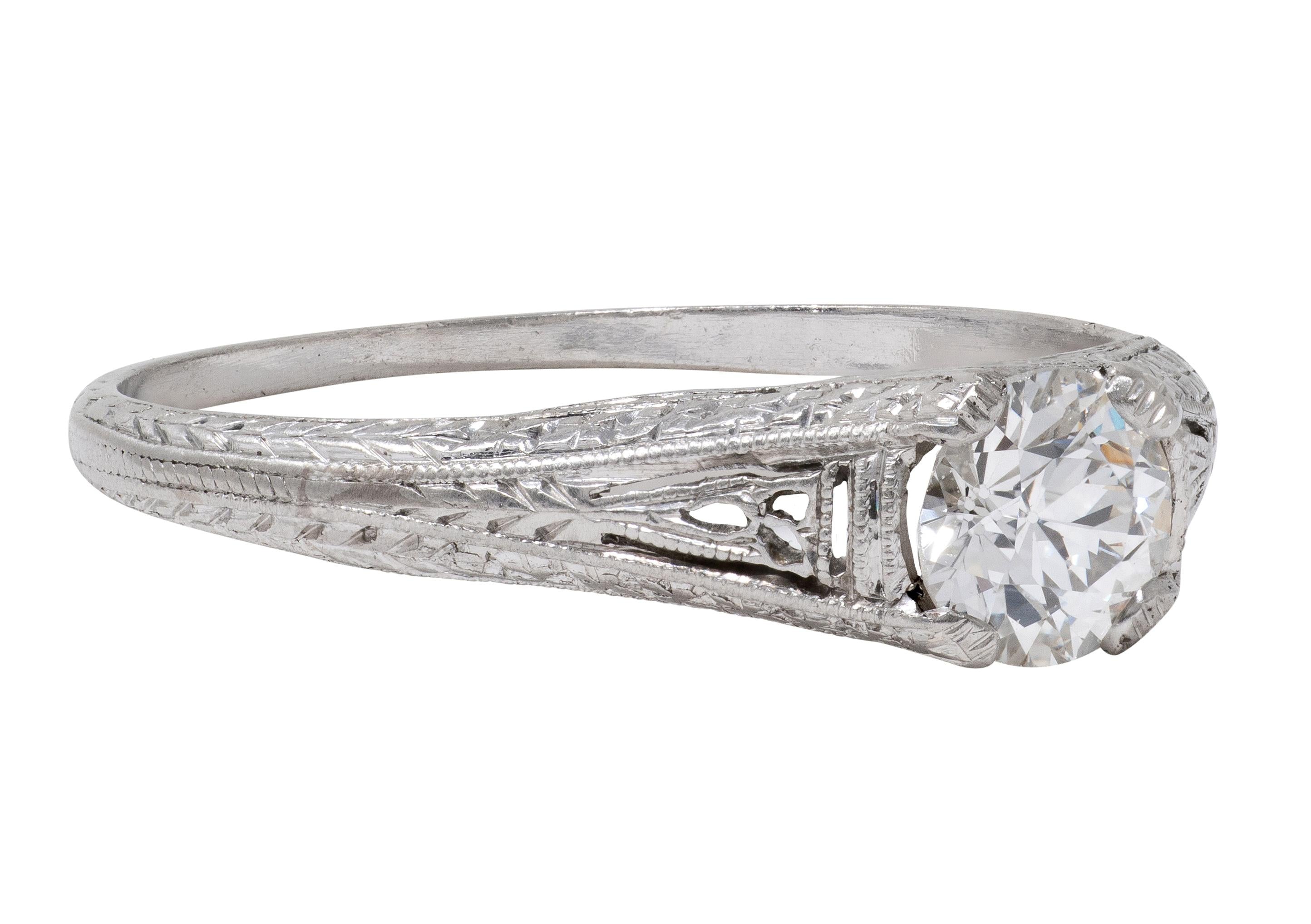 Art Deco 0.47 CT Diamond Platinum Vintage Orange Blossom Engagement Ring