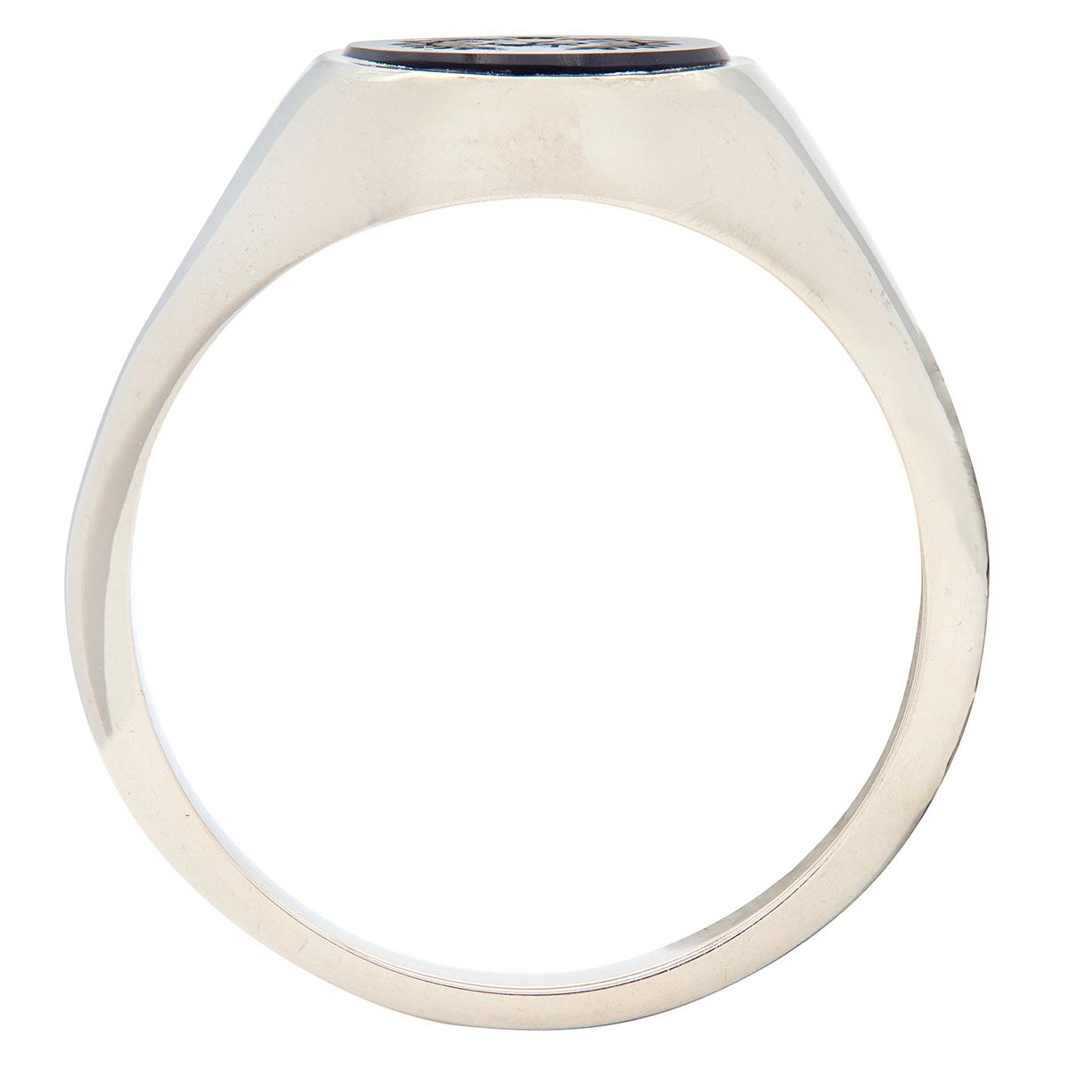 Onyx 14 Karat White Gold Double Novena Heart Unisex Intaglio Signet Ring