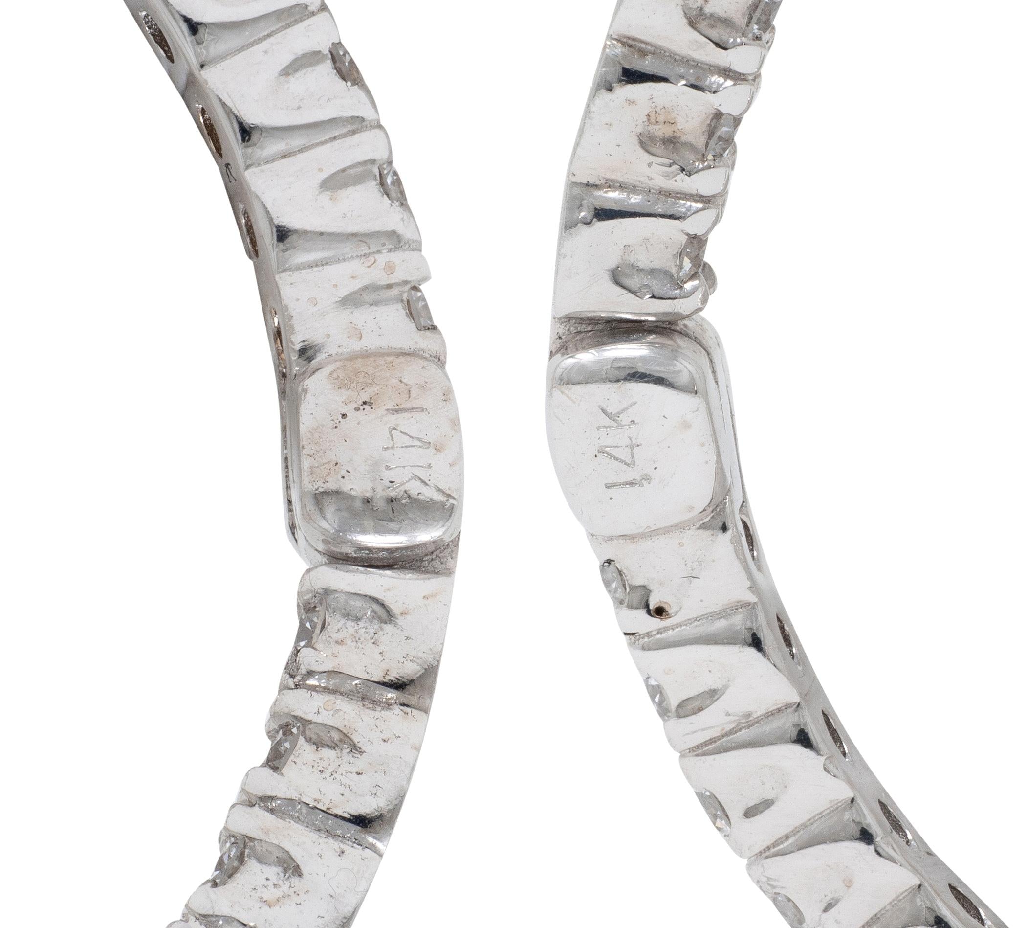 Contemporary 1.50 Carats Diamond 14K Gold Inside Outside 30 MM Hoop Earrings