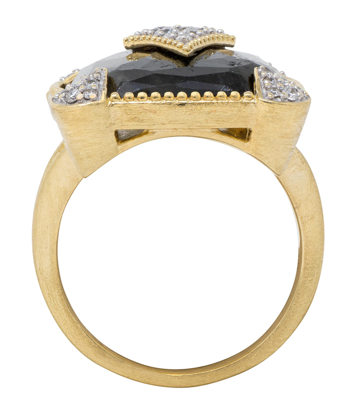 Jude Frances 2010's Labradorite Diamond 18 Karat Two-Tone Gold Cocktail Ring