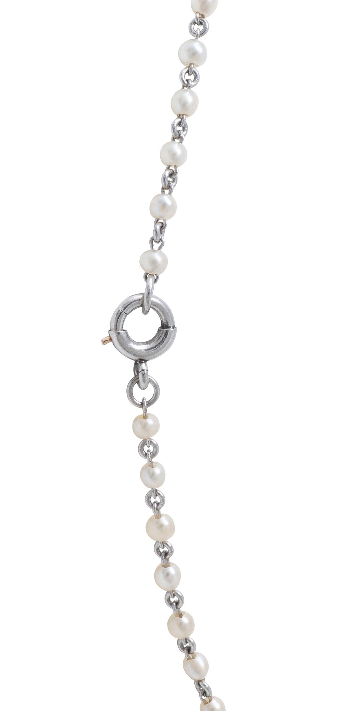 Tiffany & Co. Edwardian Diamond Pearl Platinum Antique Fringe Lavalier Necklace