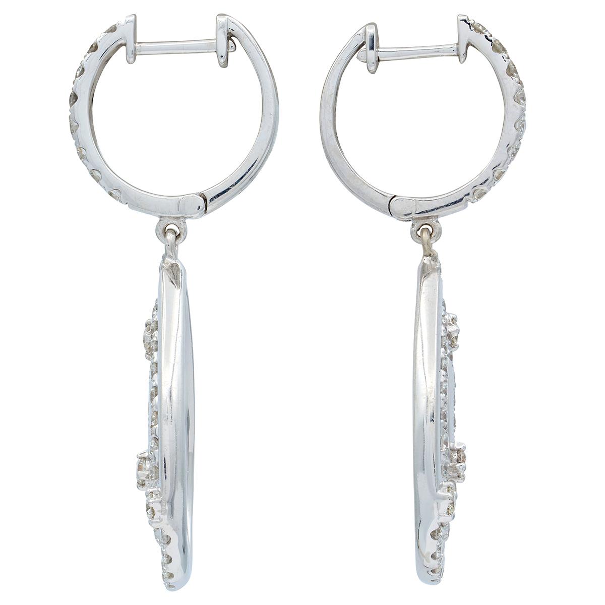 2010's 2.38 CTW Diamond 18 Karat White Gold Contemporary Pear Drop Earrings