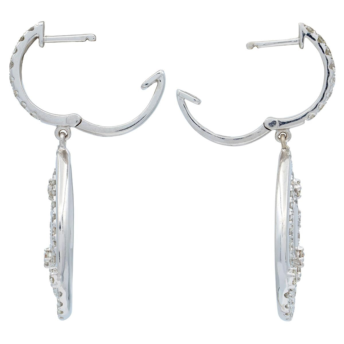 2010's 2.38 CTW Diamond 18 Karat White Gold Contemporary Pear Drop Earrings